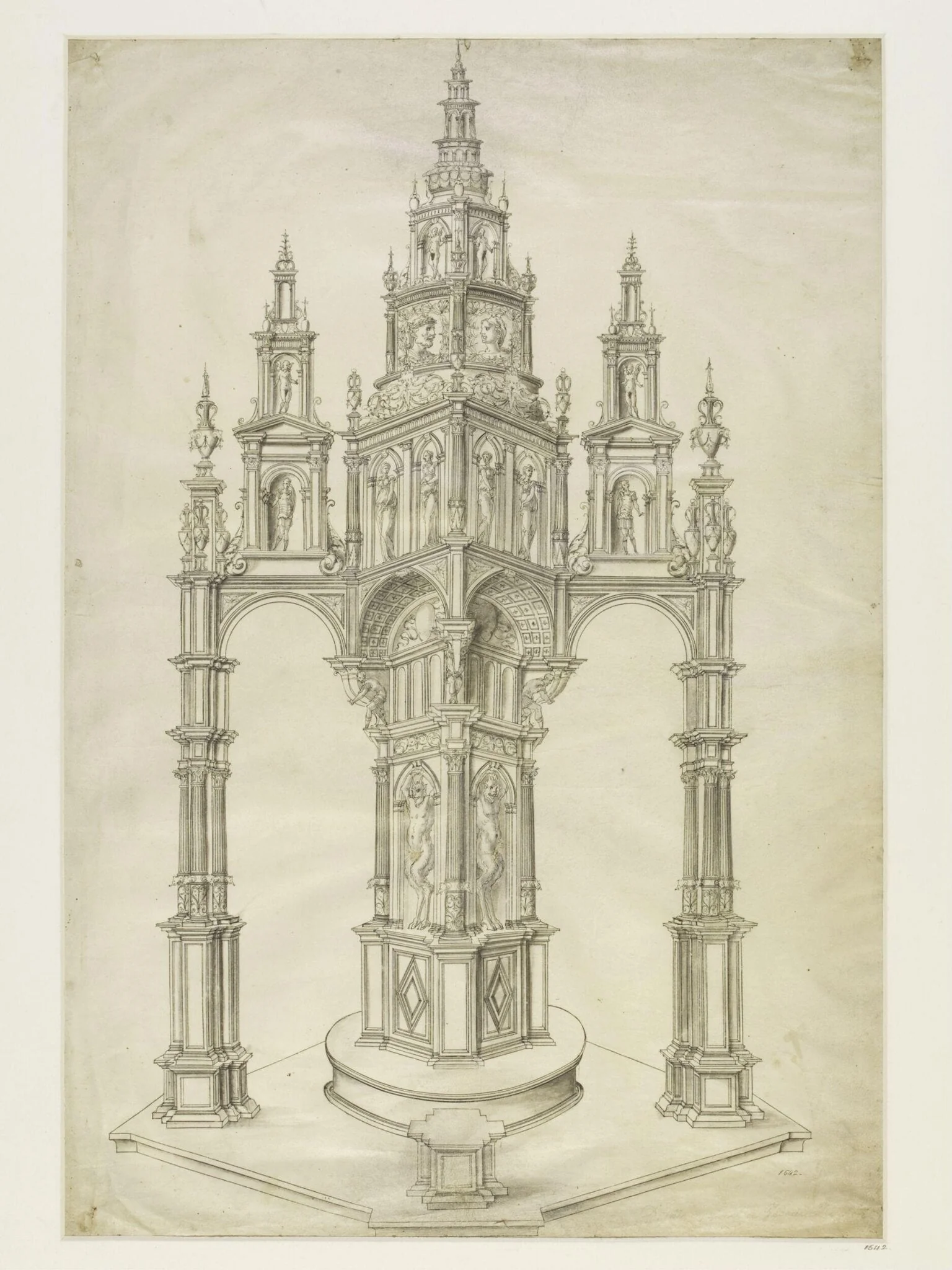 Design for a free-standing structure, by Unknown, 1540