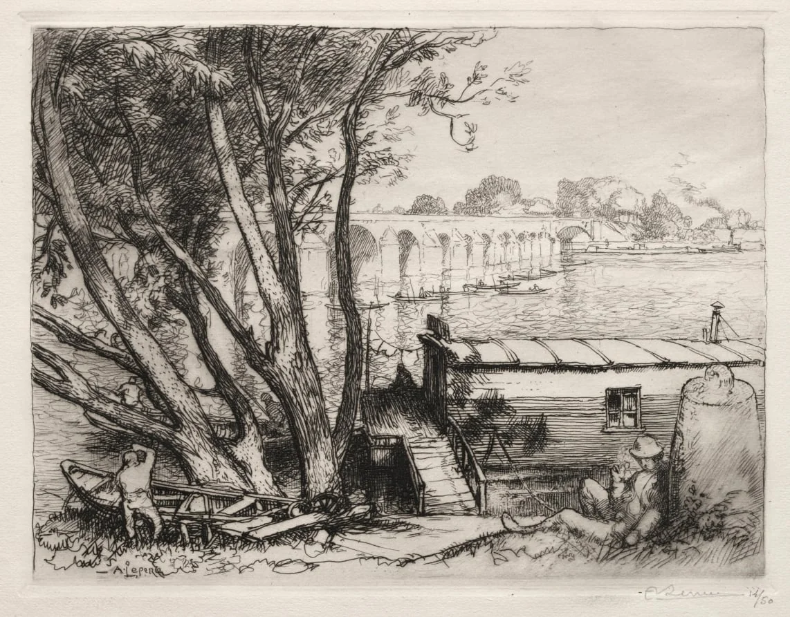 Le Pont de Poissy, by Auguste Lepère, 1917
