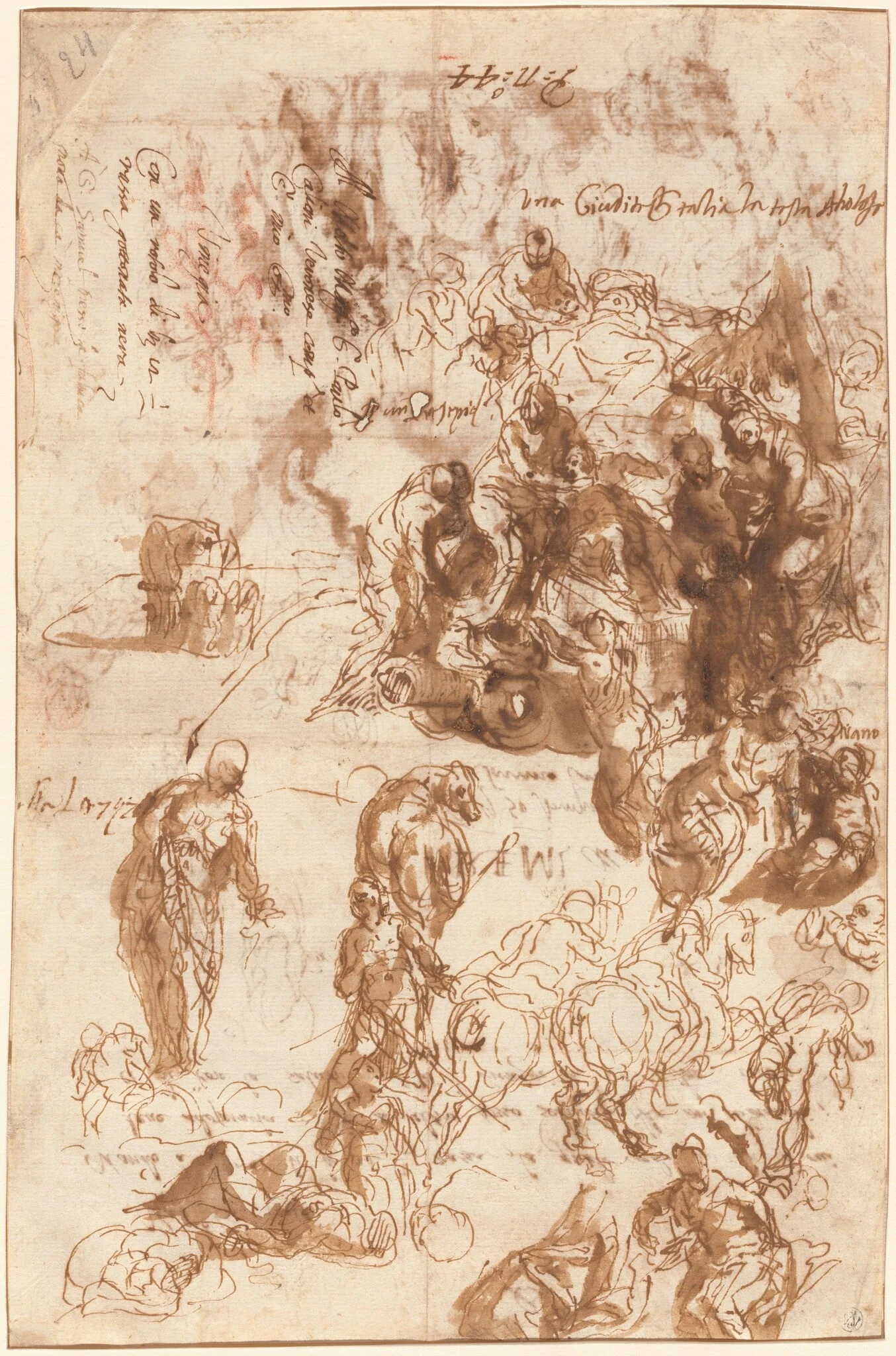 Studies for Judith and Holofernes, David and Goliath, The Finding of Moses, and Others [recto]