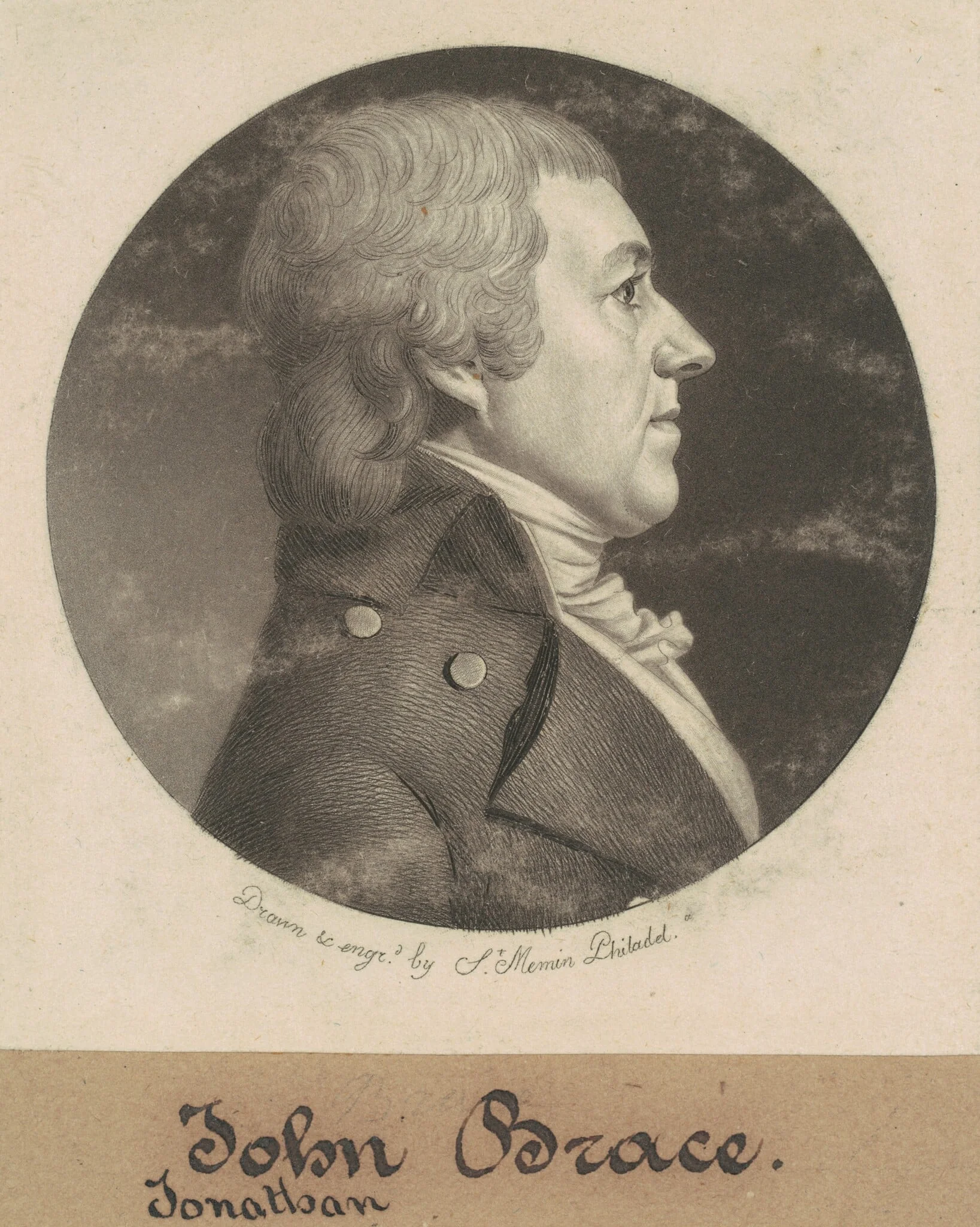 Jonathan Brace, Jr., by Charles Balthazar Julien Févret de Saint-Mémin, ink, 1800
