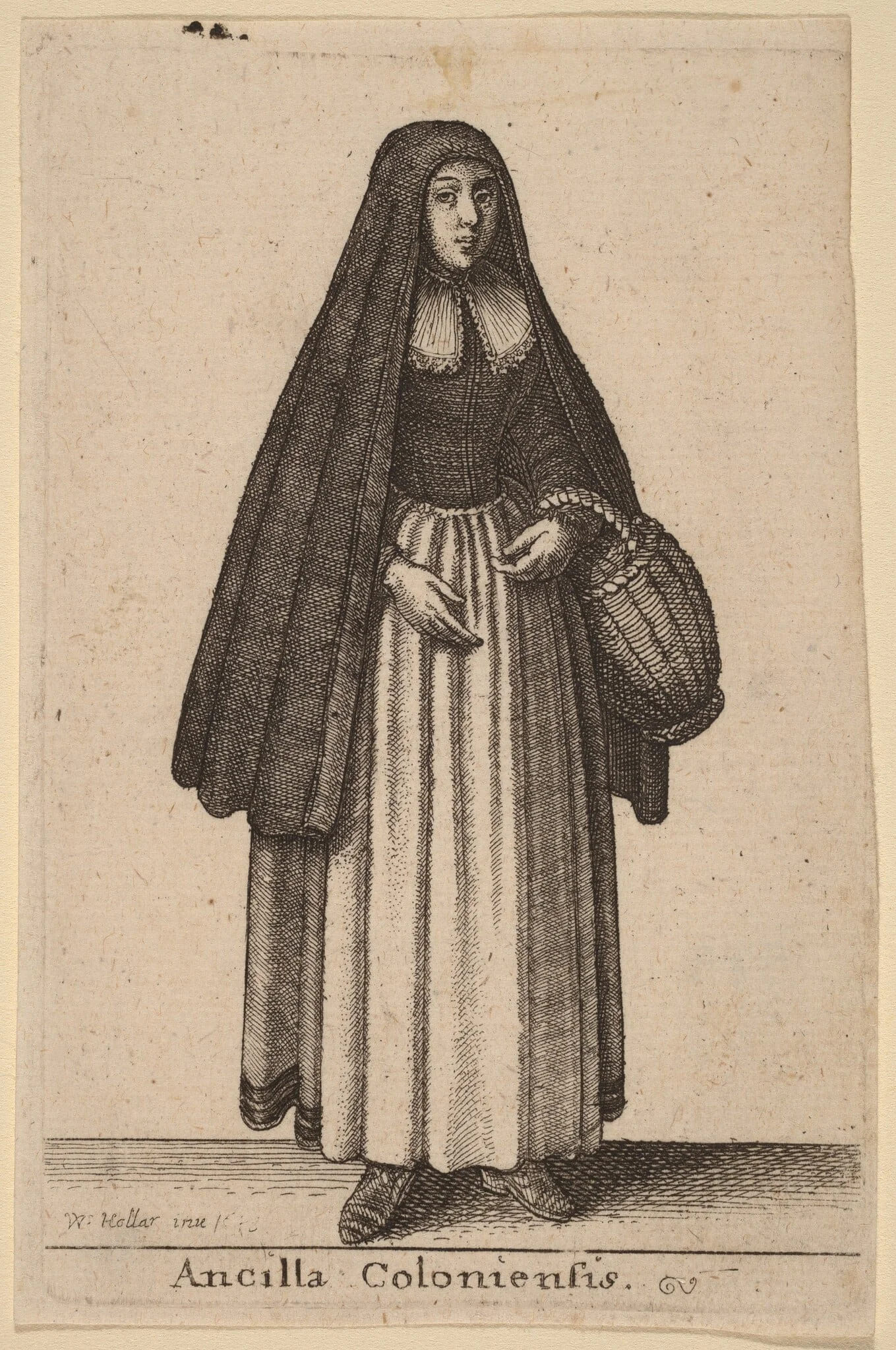 Ancilla Coloniensis, by Wenceslaus Hollar, ink, 1643