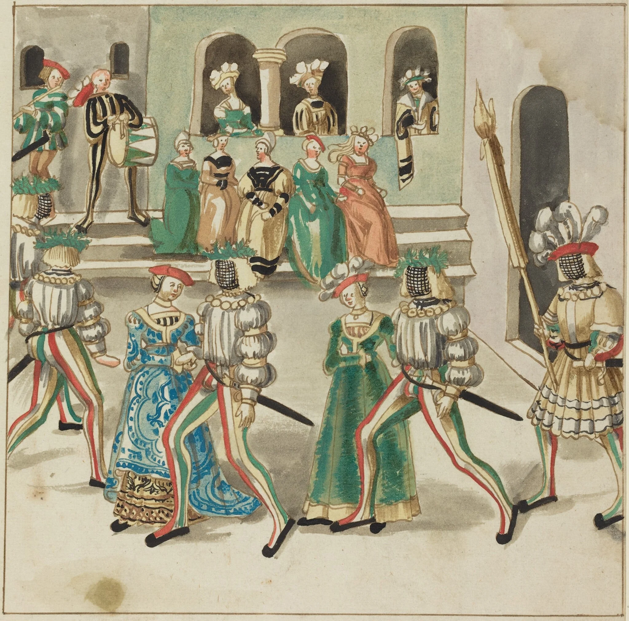 Masquerade, by German 16th Century, ink, 1514