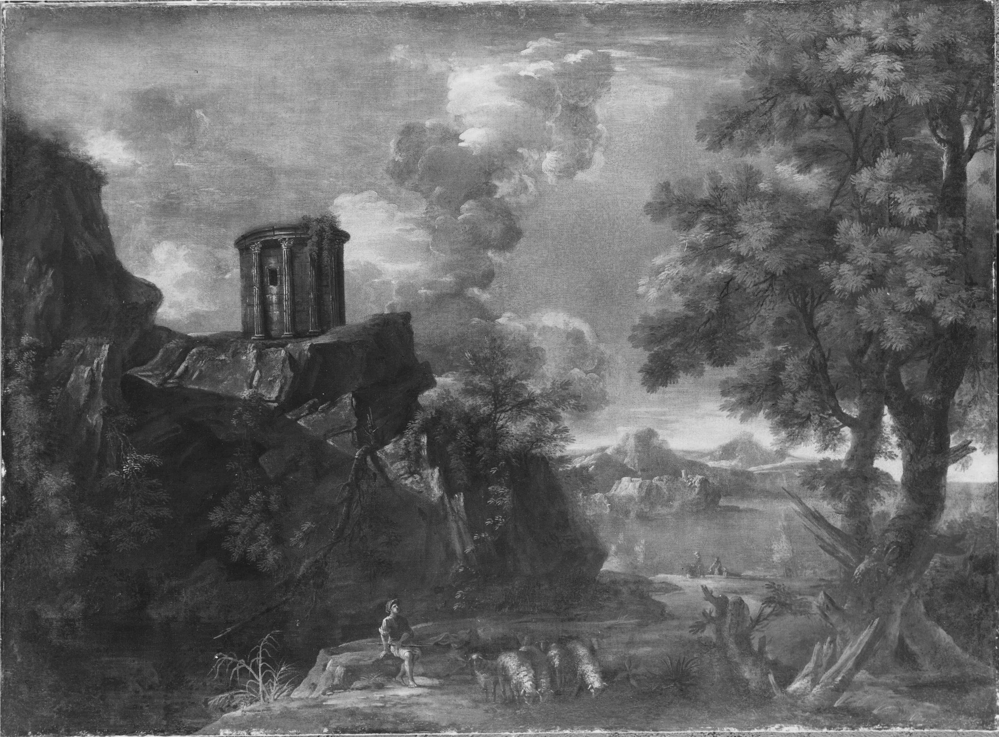 Landscape with a Circular Temple, by Unknown, oil