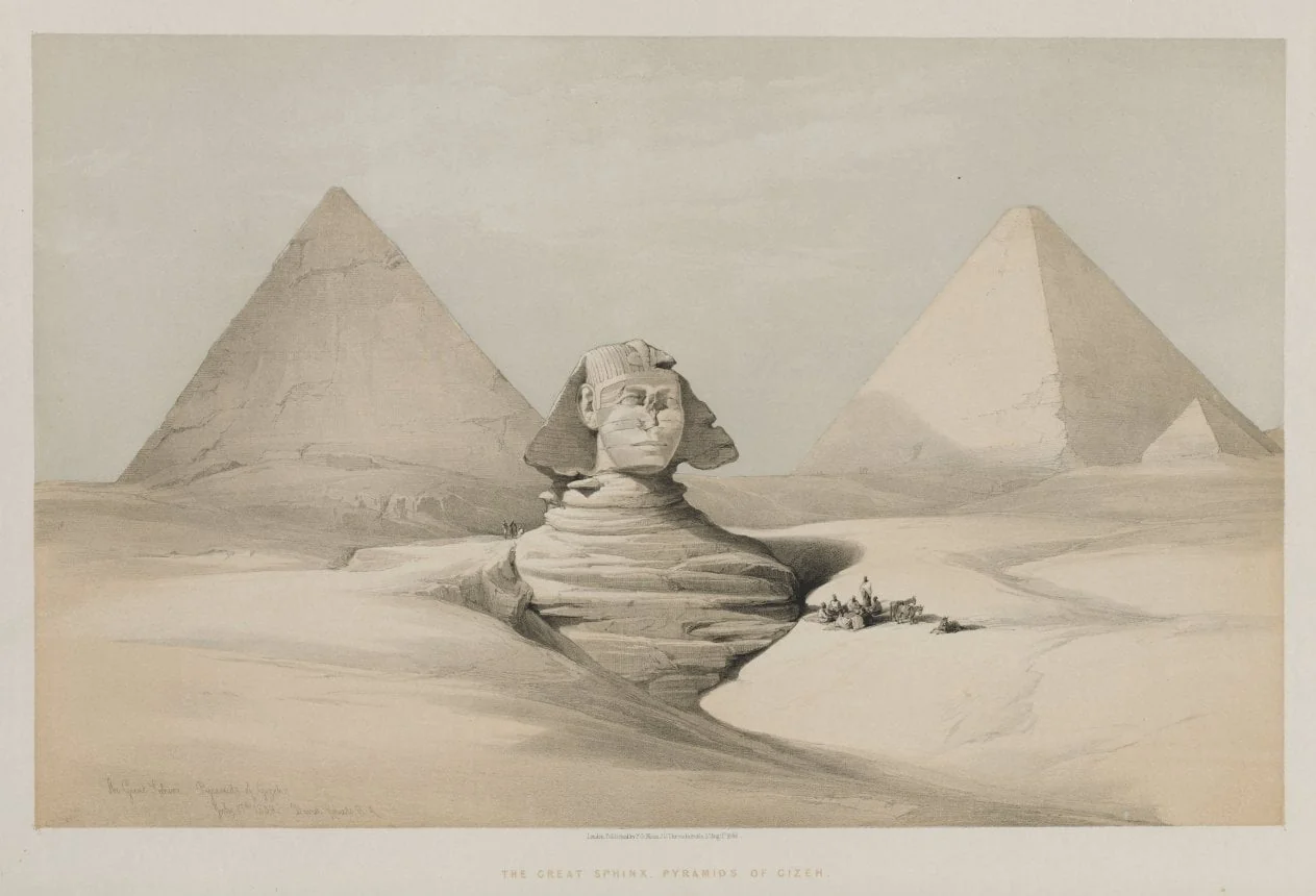 Egypt and Nubia, Volume I: The Great Sphinx, Pyramids of Gezeeh, by Louis Haghe, 1846