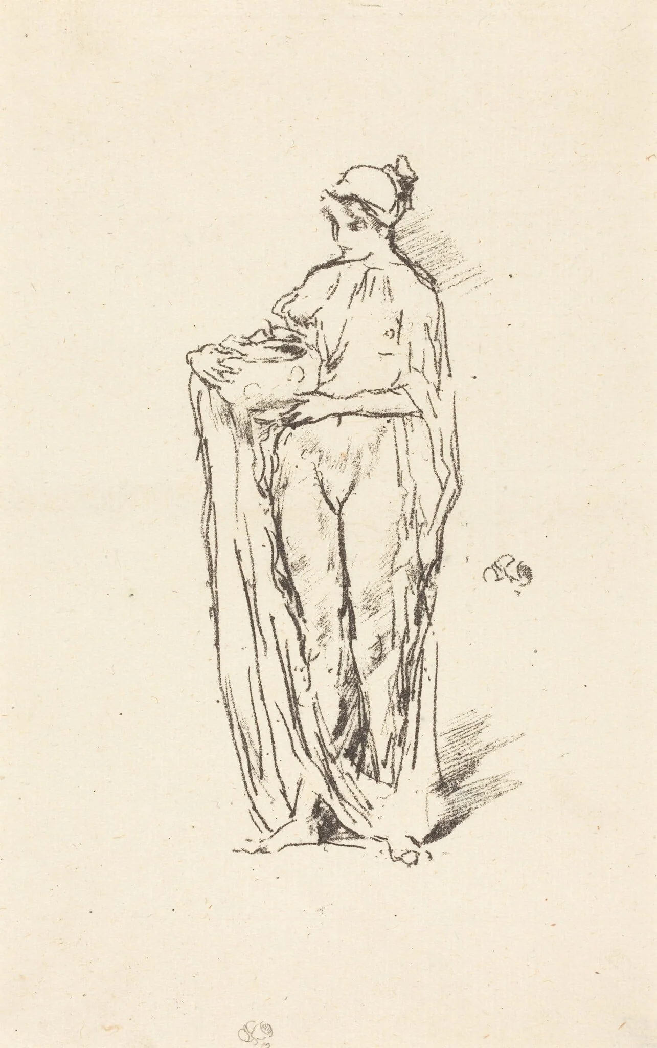 Girl with Bowl, by James McNeill Whistler, ink, 1895
