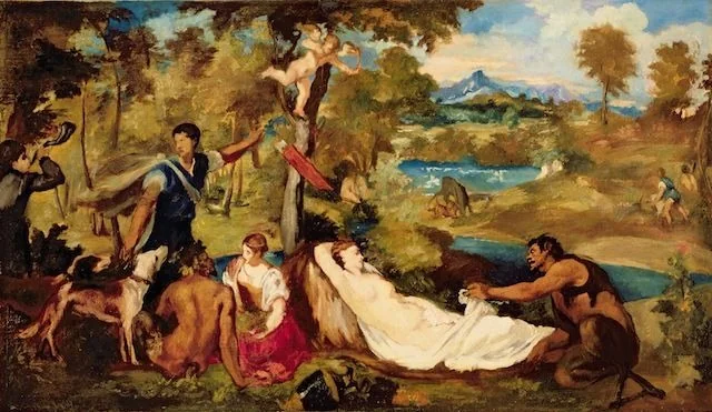 Jupiter and Antiope, by Edouard Manet, oil, 1856