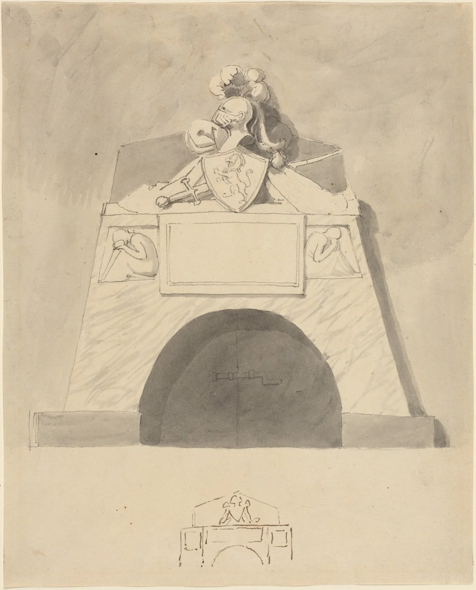 Design for a Monument, by John Flaxman, ink, 1790