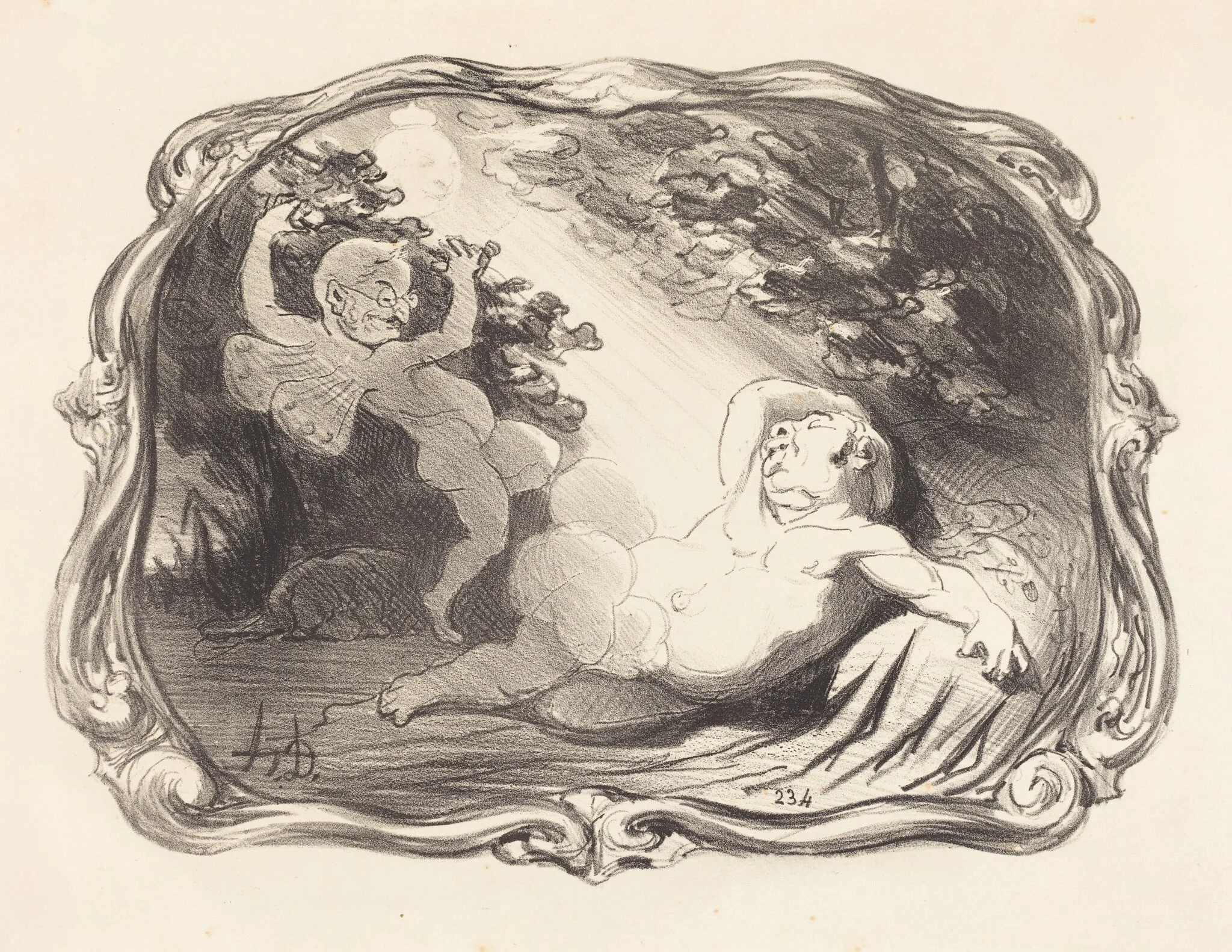 Le Sommeil d'Endymion-Berryer, by Honoré Daumier, ink, 1851