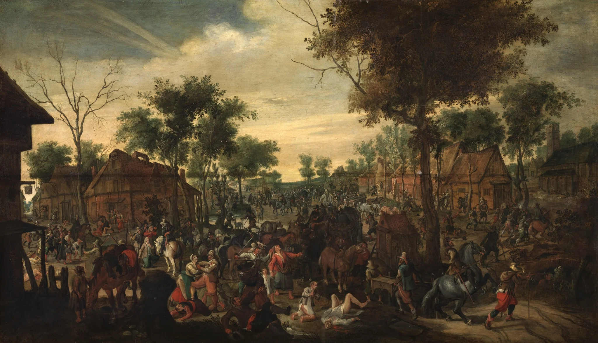 Plundering of a Hamlet, by Sebastiaen Vrancx, oil, 1620