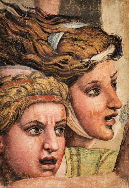 Tapestry Cartoon: Two Heads from the Massacre of the Innocents, by Giulio Romano, unspecified, 1522