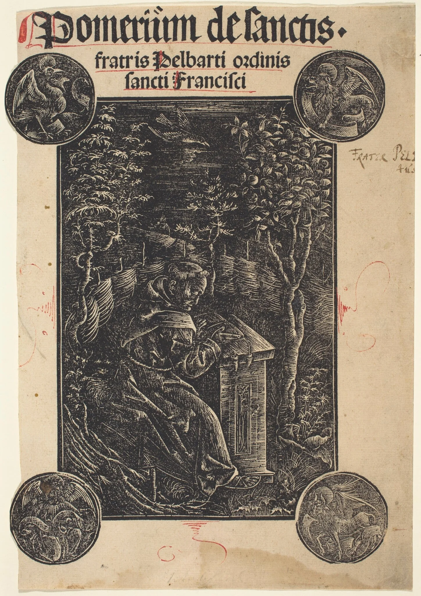 Franciscan, Pelbartus of Temesvar, in a Garden