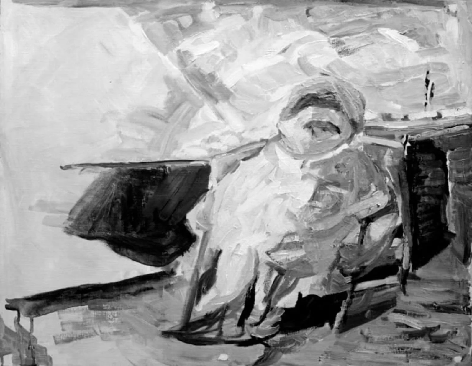 Interior with Seated Figure, by Niels Larsen Stevns, oil, 1941