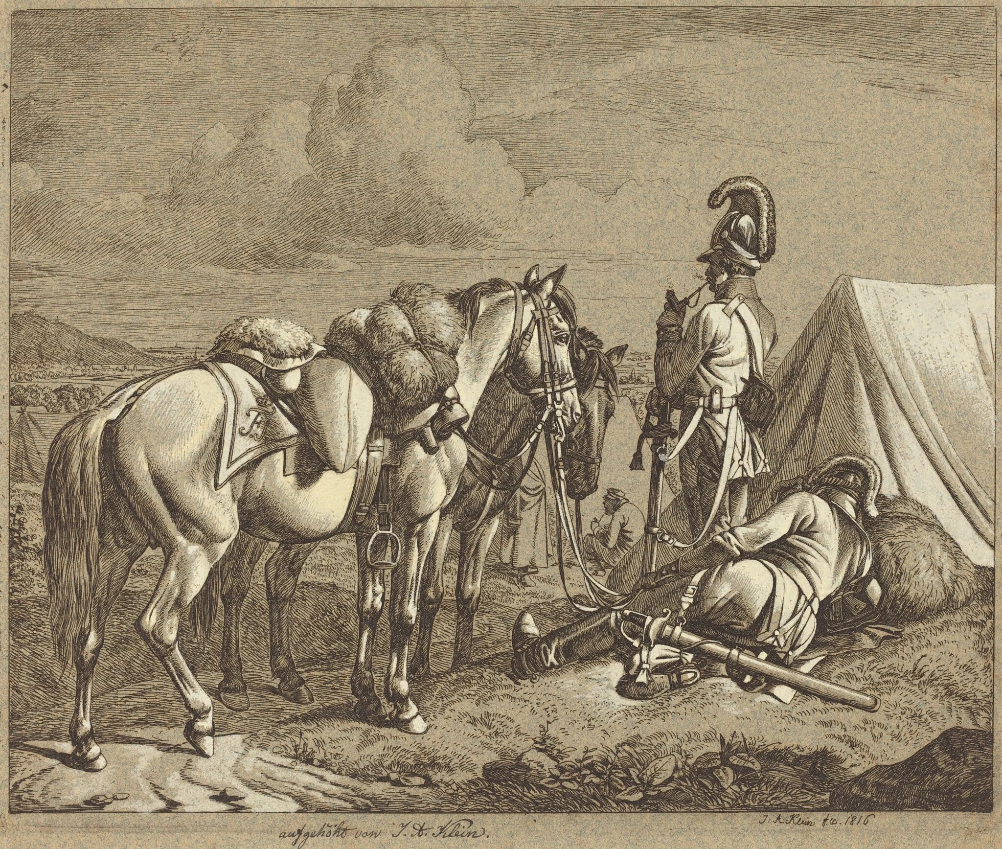 Austrian Dragoons, by Johann Adam Klein, ink, 1816