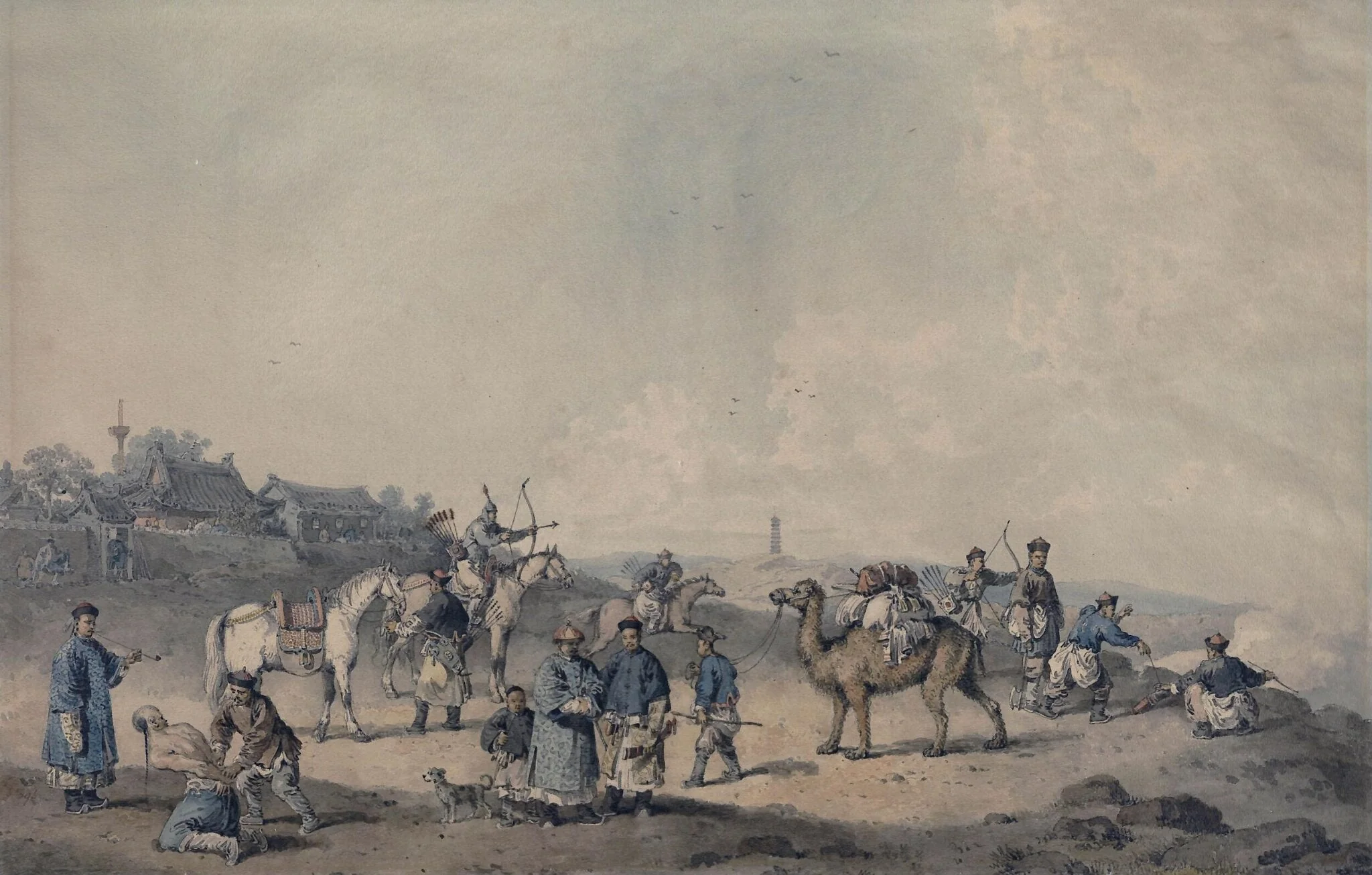 Chinese Soldiers Exercising Outside the Walls of the City