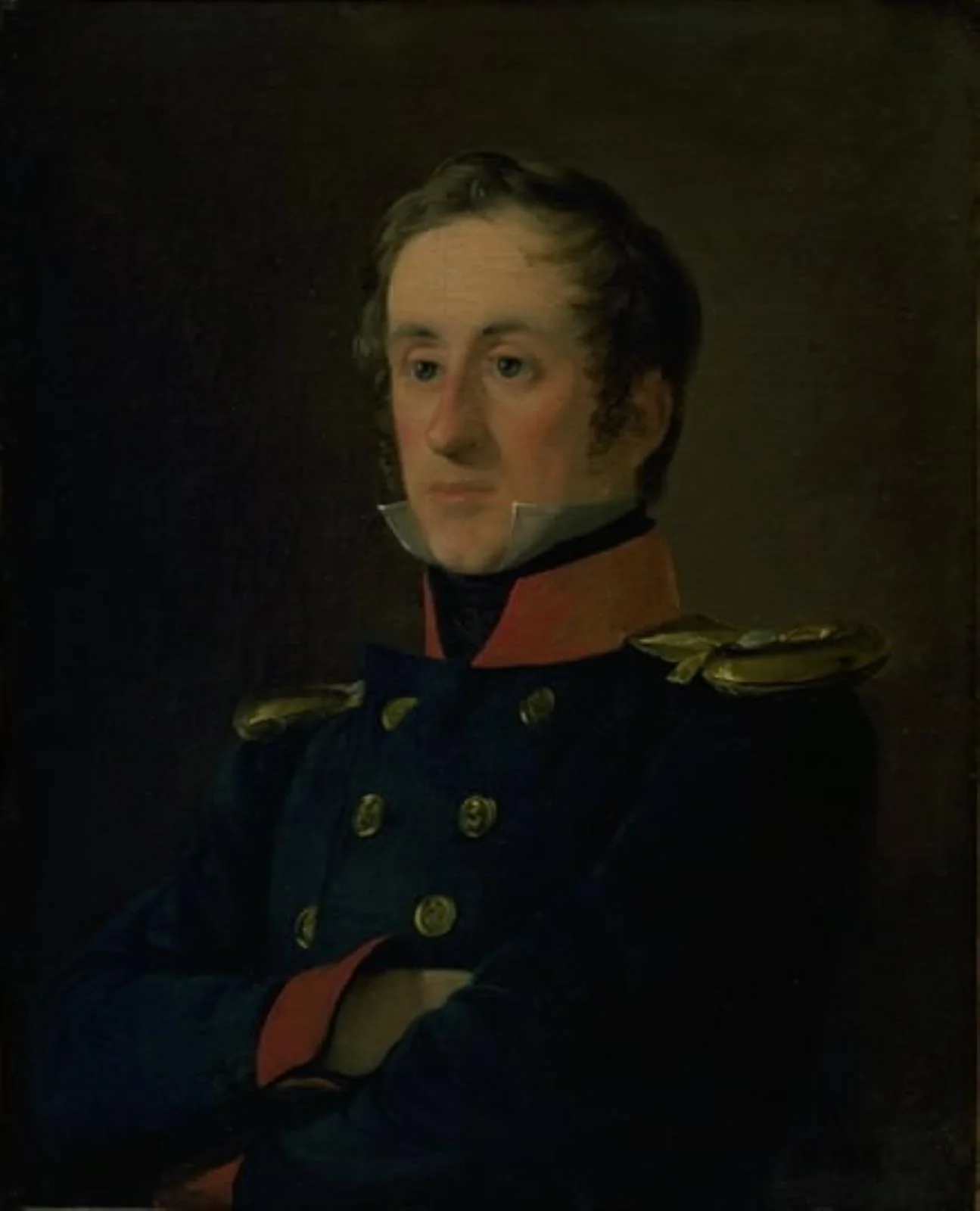 The Marine Painter Emil Wilhelm Normann in his Uniform as a Naval Officer, by Jørgen Roed, oil, 1830