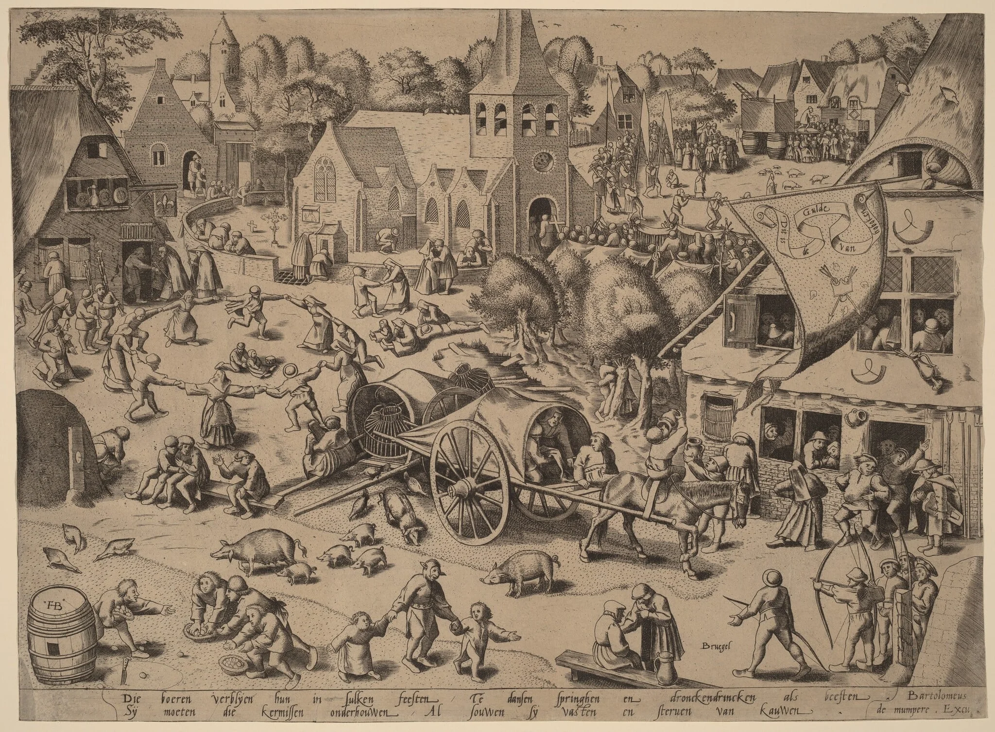 Village Fair at Hoboken, by Frans Hogenberg, ink, 1559
