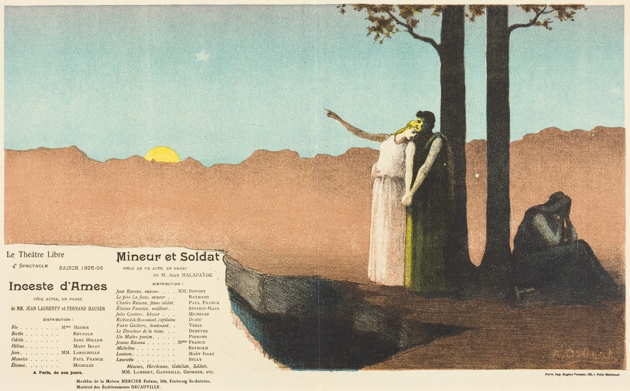 Inceste d'âmes; Mineur et soldat, by Alphonse Osbert, ink, 1896
