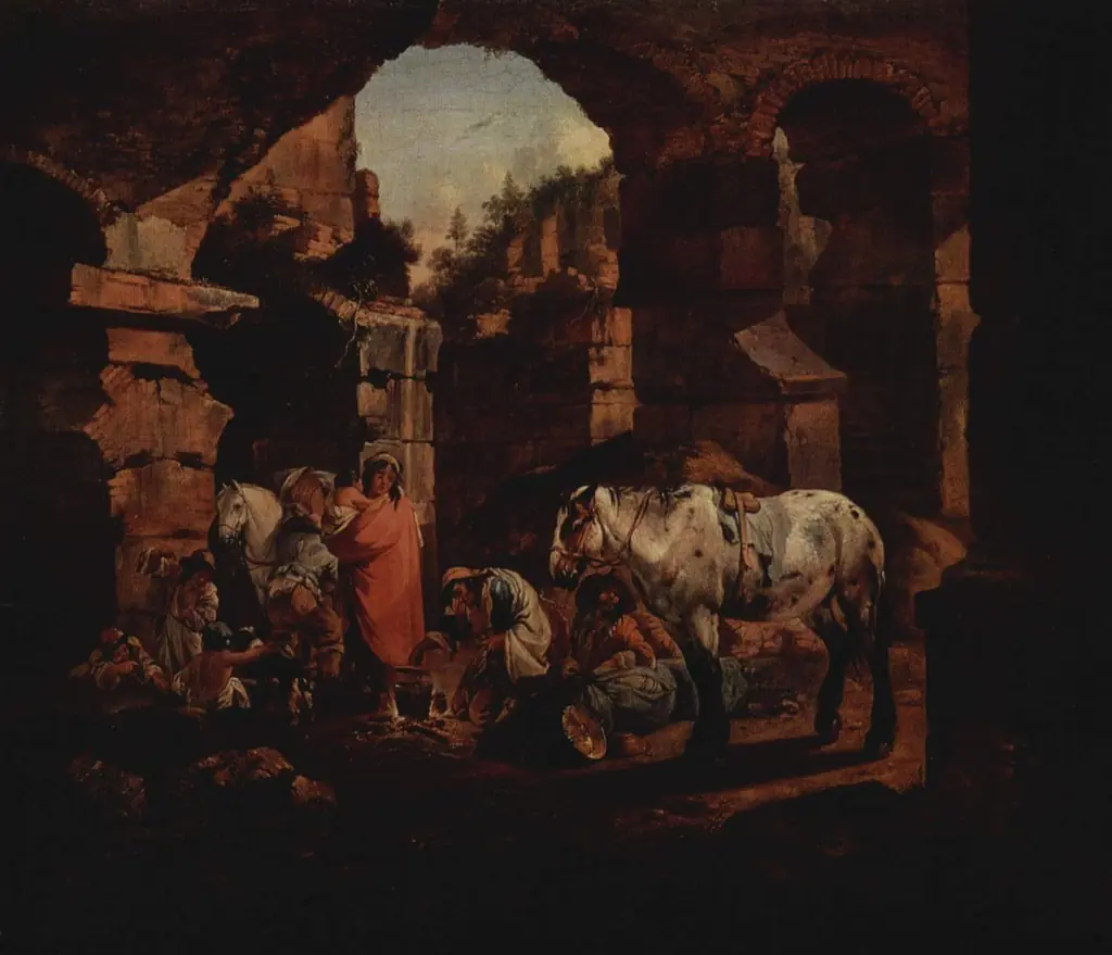 Gipsy Camp in Ancient Ruins