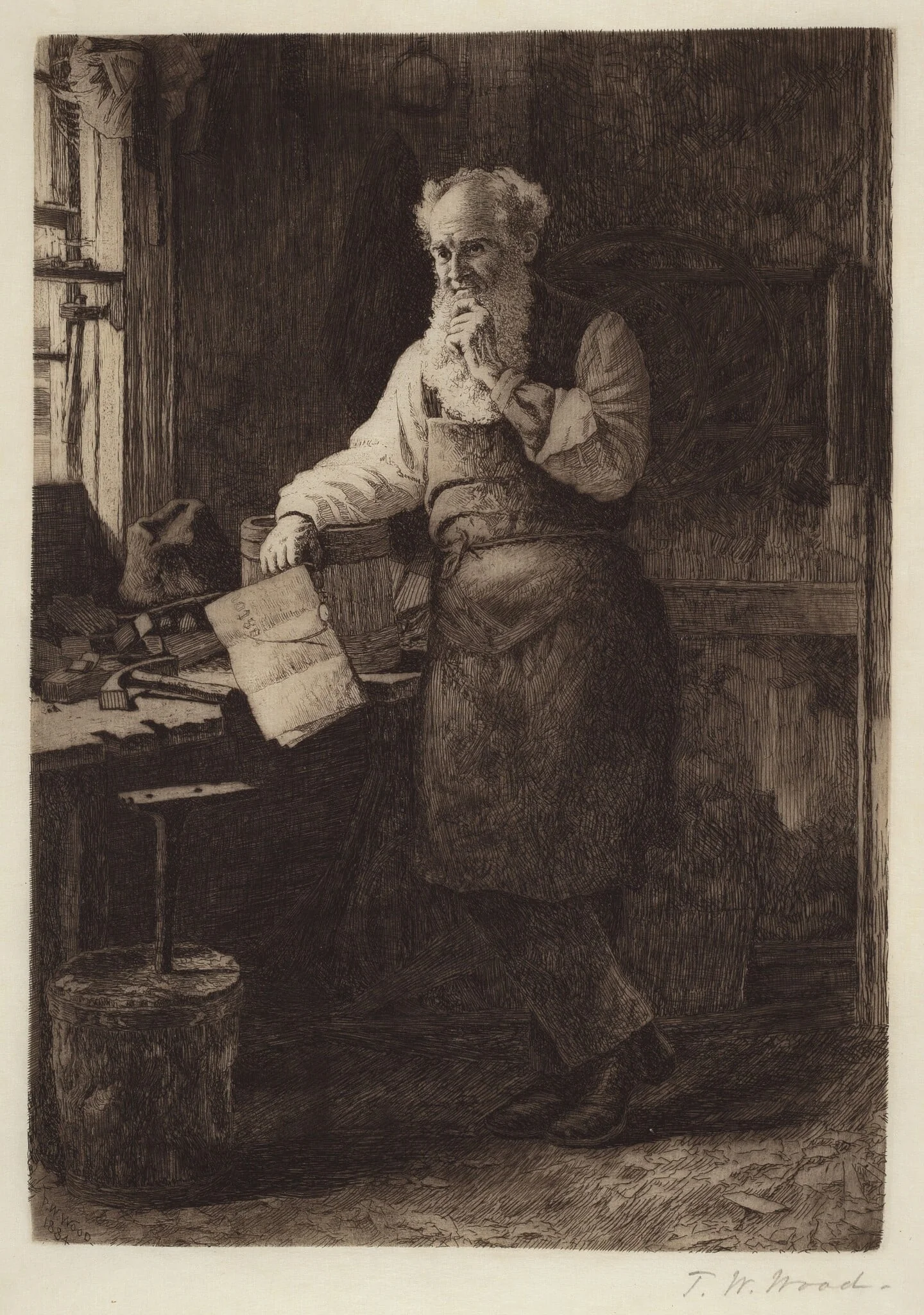 Thinking It Over, by Thomas Waterman Wood, ink, 1884