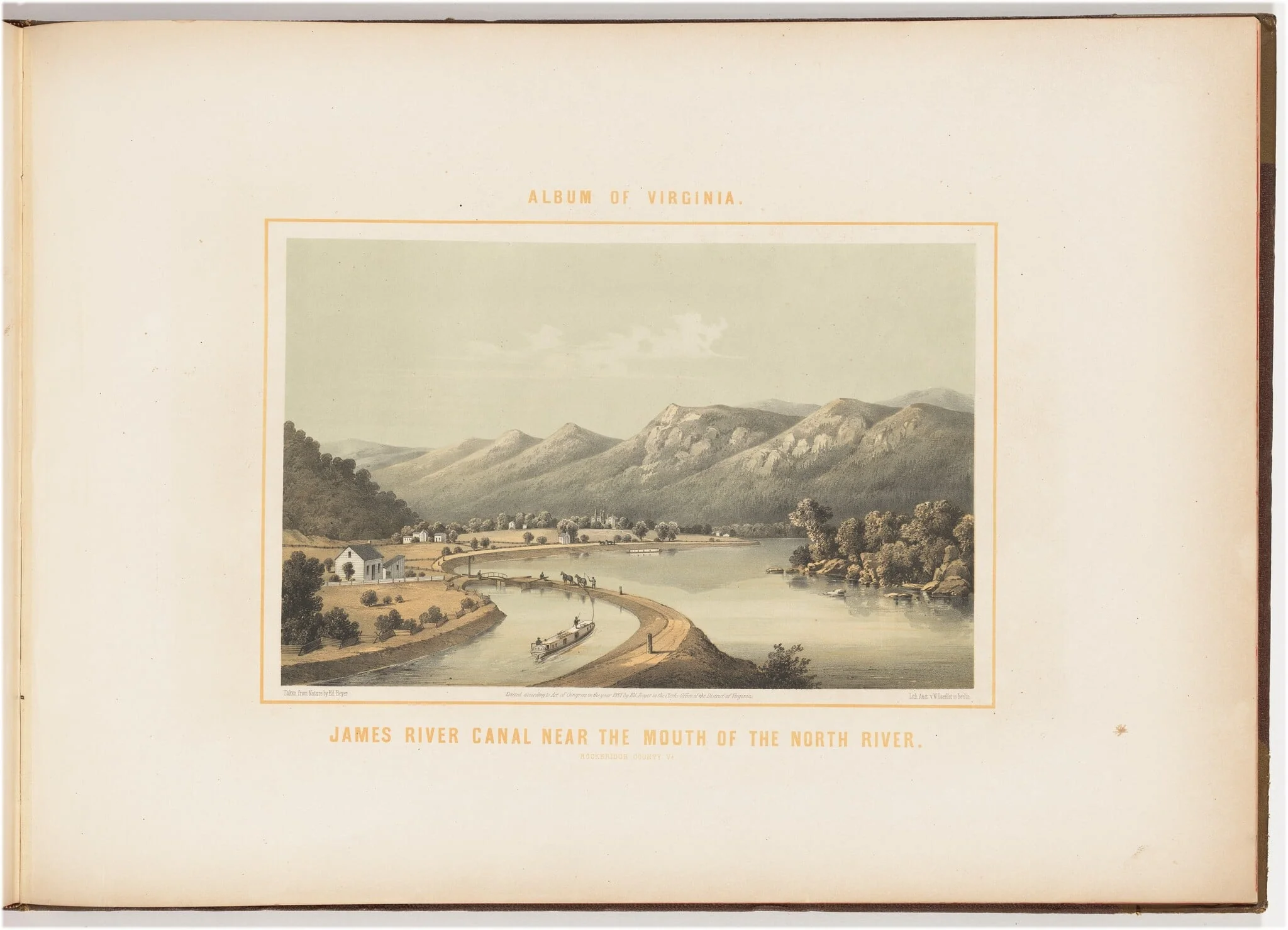 James River Canal, Near the Mouth of the North River, by Edward Beyer, ink, 1857