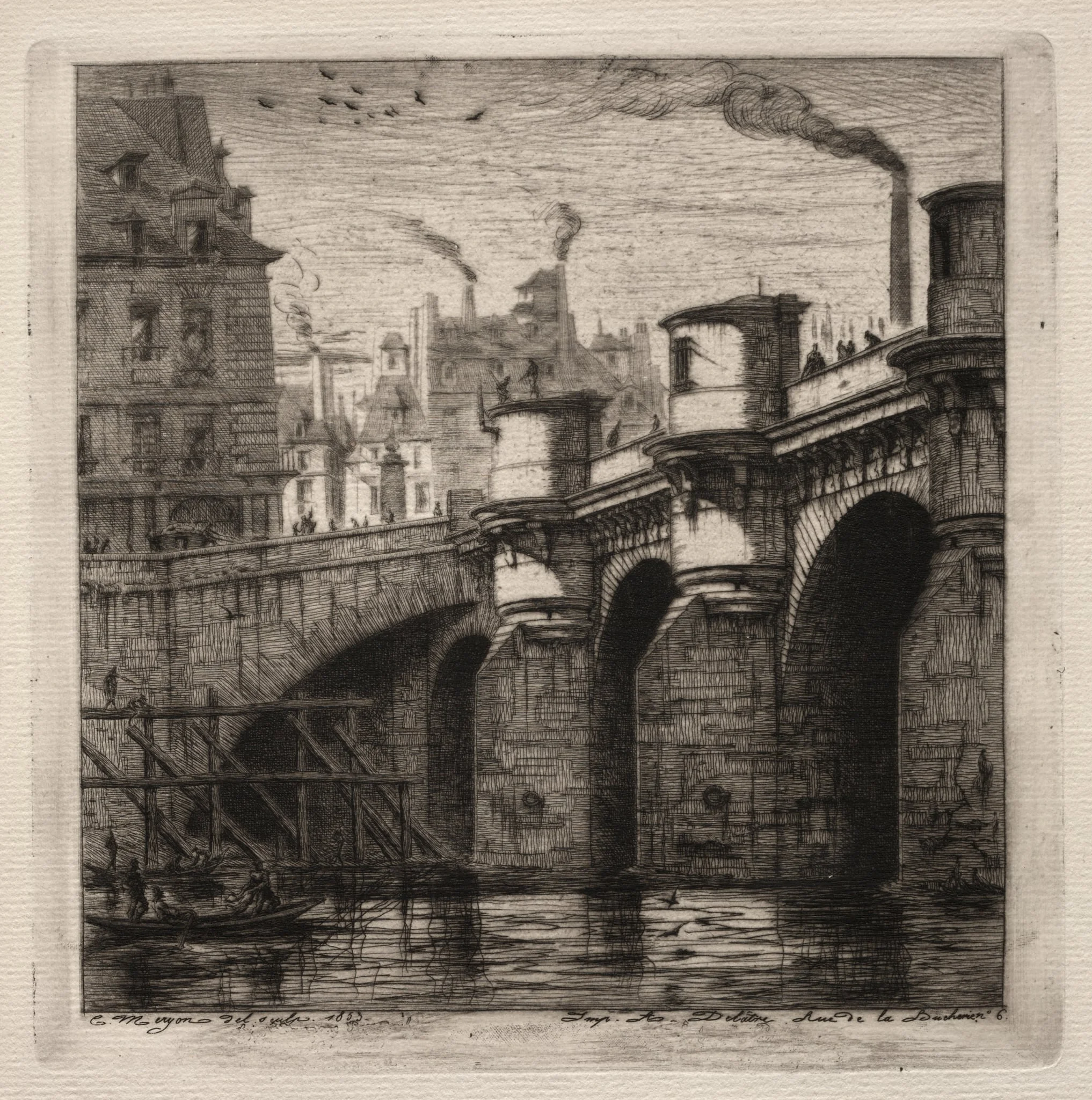 Etchings of Paris:  The New Bridge, by Charles Meryon, 1853