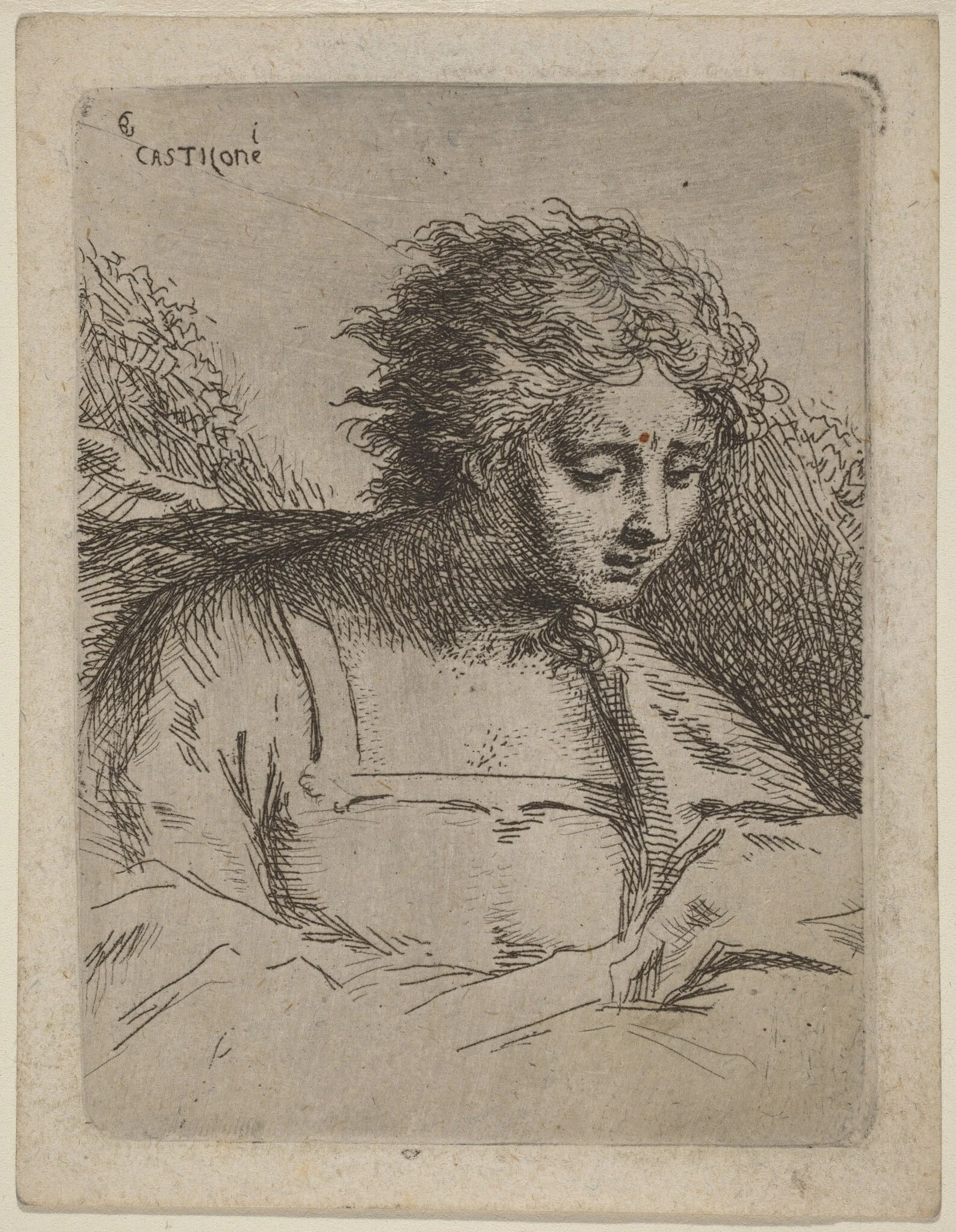 Half-Length Figure Reading, by Bartholomäus Ignaz Weiss, ink, 1777