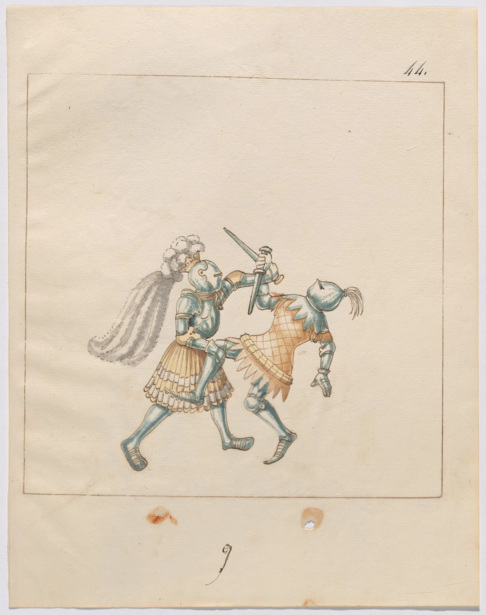 Foot Combat with Daggers, by German 16th Century, ink, 1514