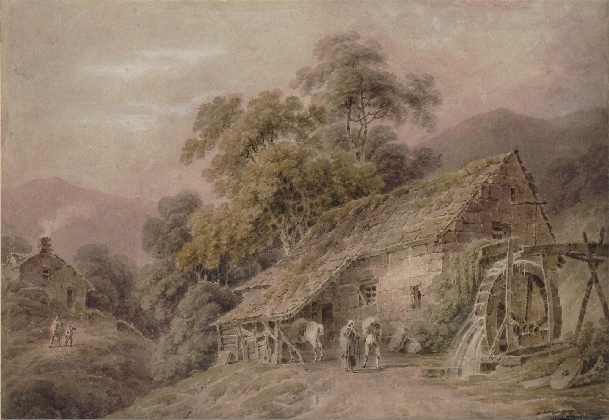 A mill near Dinas Mawddwy, by Paul Sandby Munn, watercolor, 1800