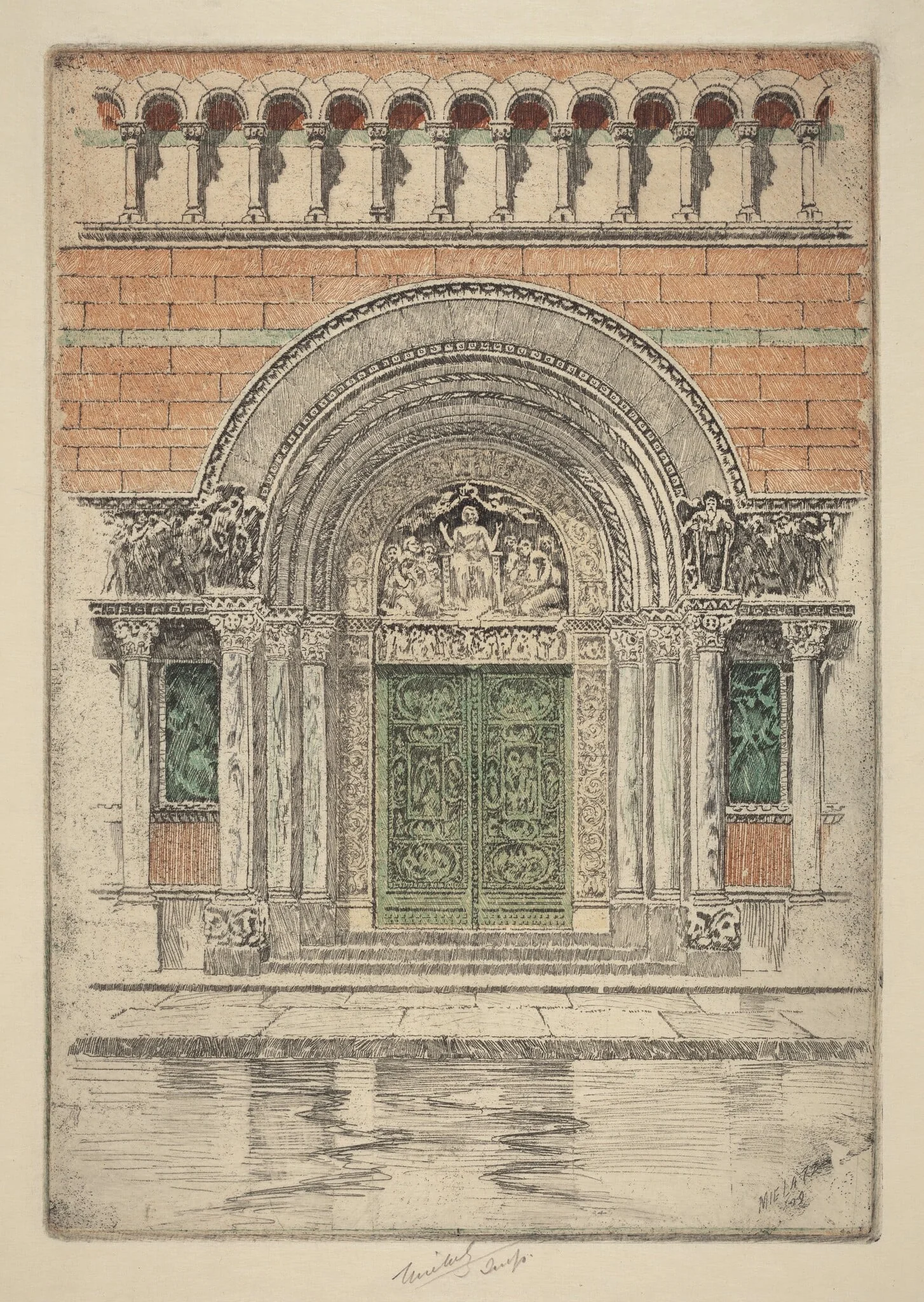 The Door, St. Bartholomew's, by Charles Frederick William Mielatz, ink, 1909