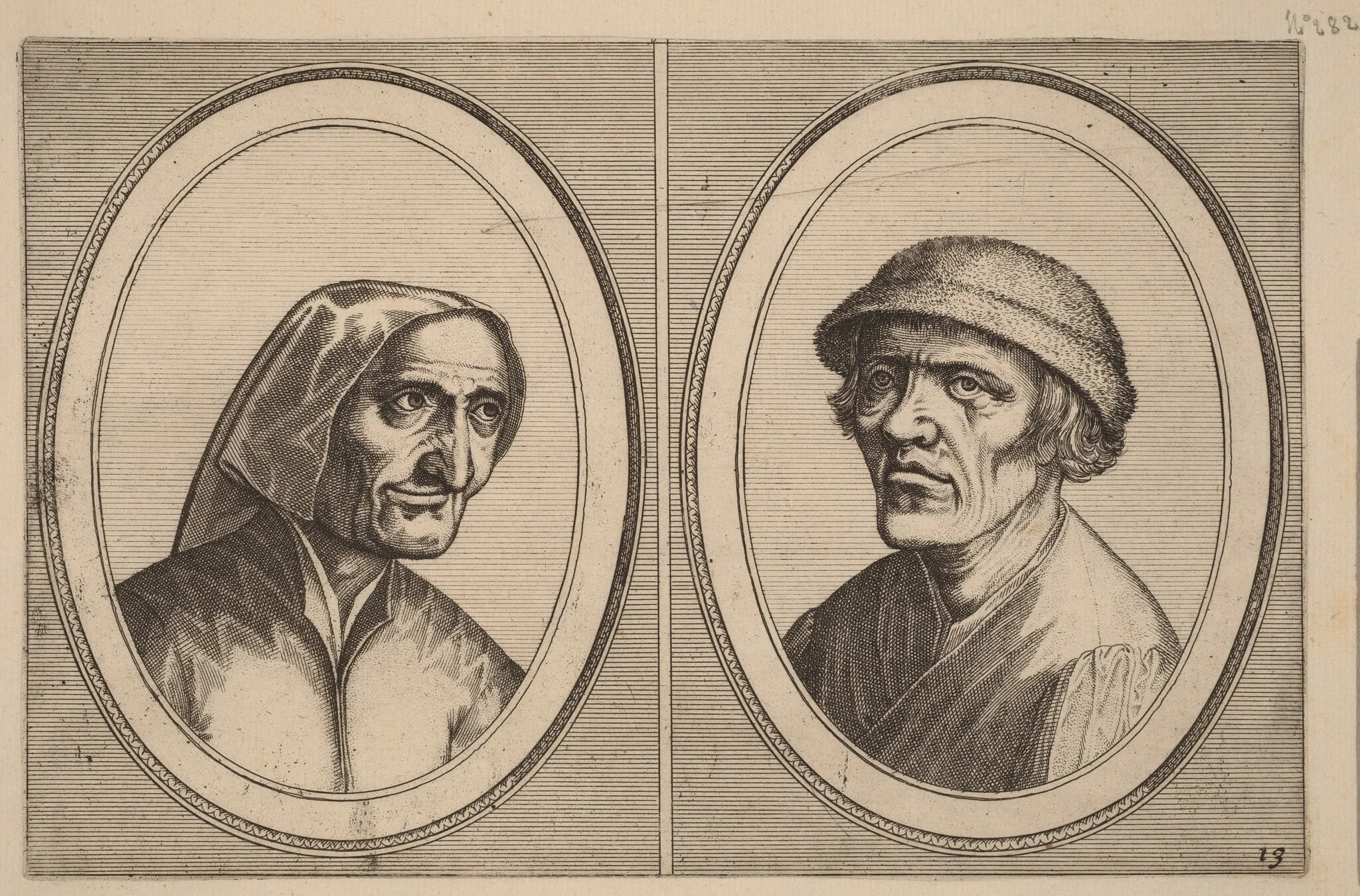 "Maey Veeghde-pot" and "Pannetje Vet", by Johannes van Doetechum the Elder, ink, 1564