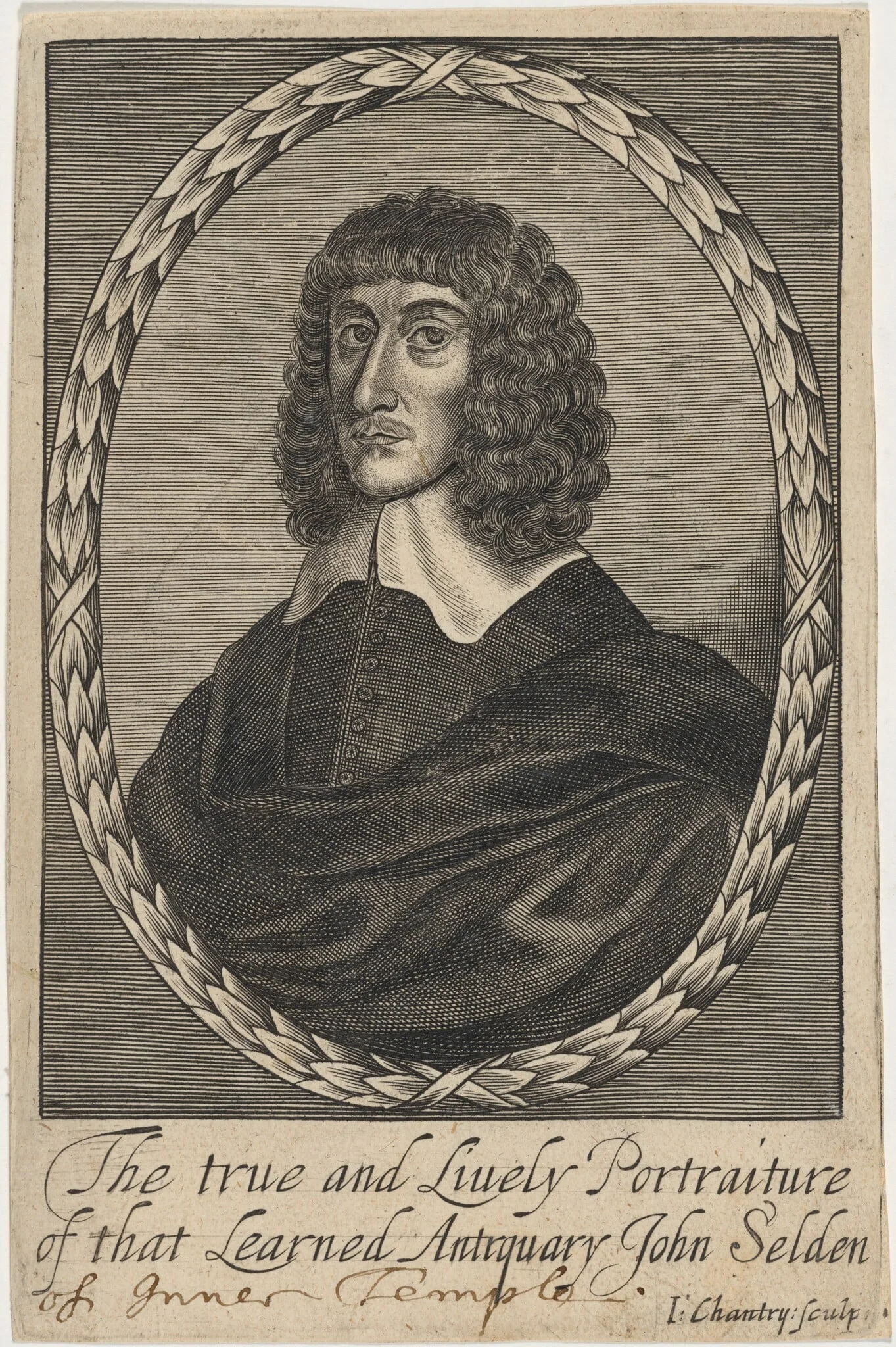 John Selden, Jurist and Antiquary, by John Chantry, ink, 1661