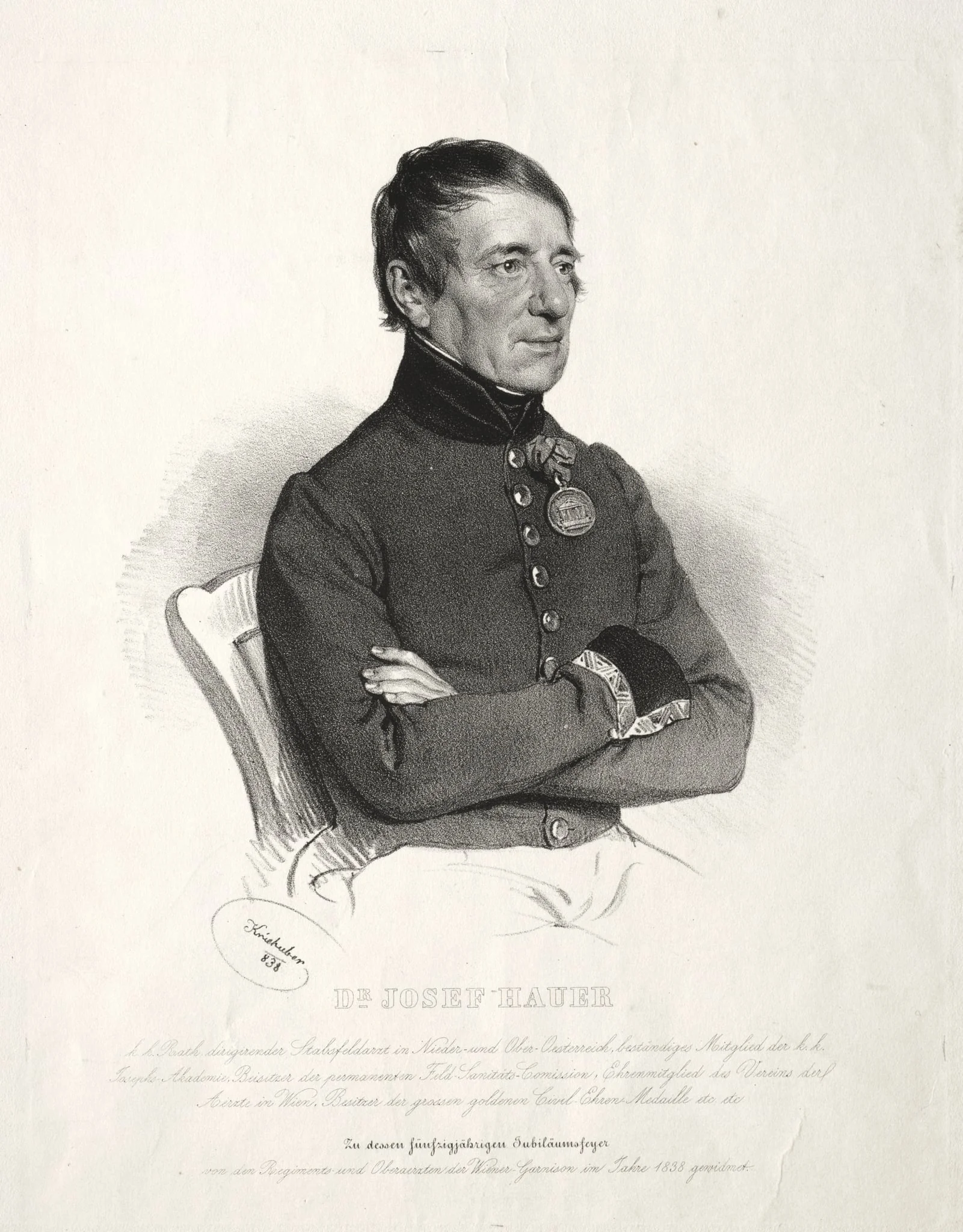 Portrait of Dr. Jospeh Hauer, by Josef Kriehuber, 1838