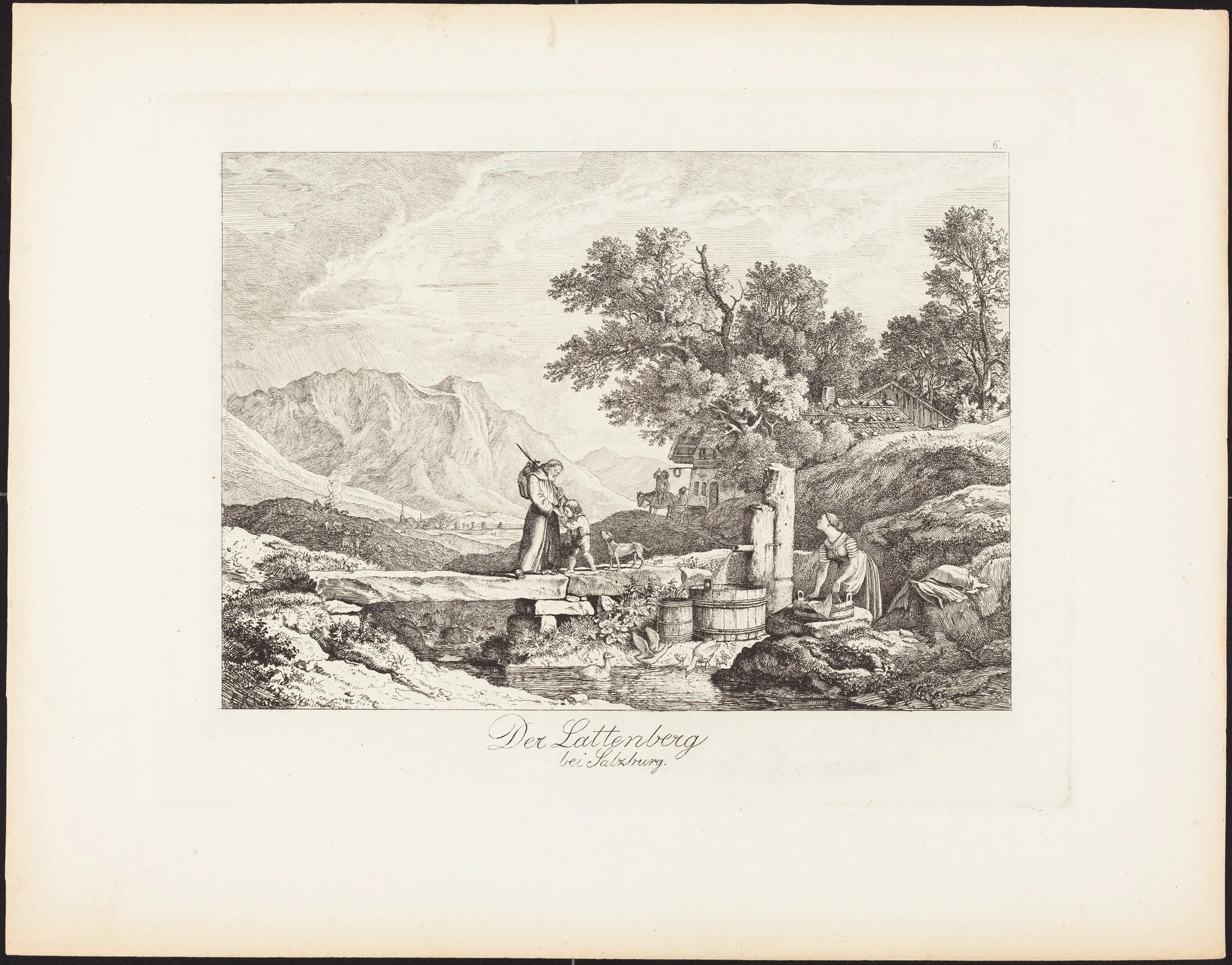 Der Lattenberg bei Salzburg (The Lattenberg near Salzburg), by Ludwig Richter, ink, 1830