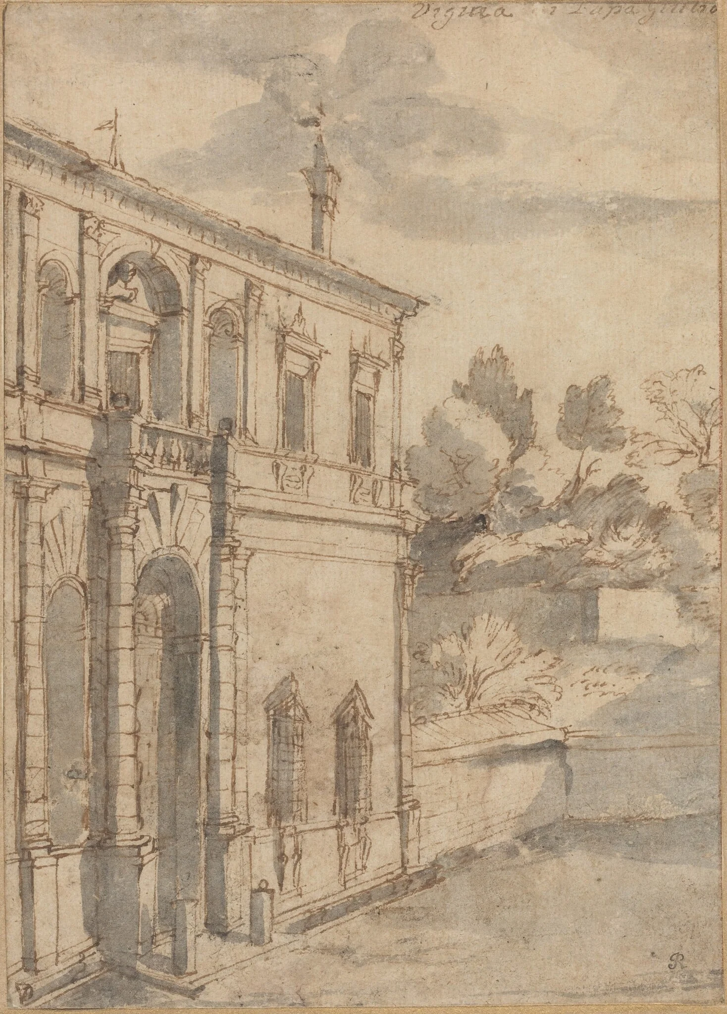 Villa di Papa Giulio, by Claude Lorrain, ink, 1635