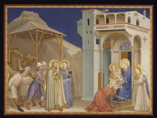 Copy after the painting Adoration of the Magi by  Taddeo Gaddi in Lower Church, San Francesco, Assisi