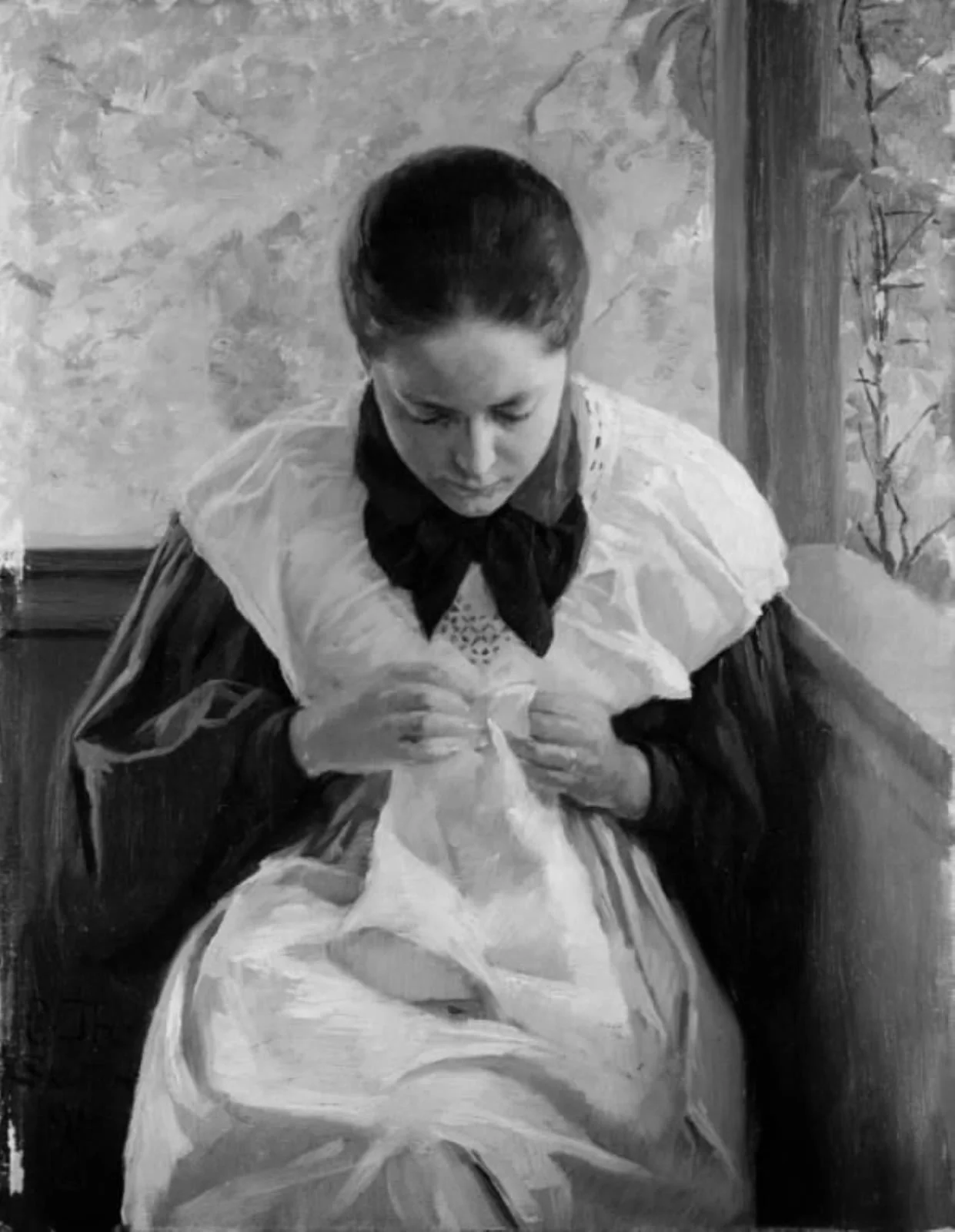 Syende ung pige, by Unknown, 1896