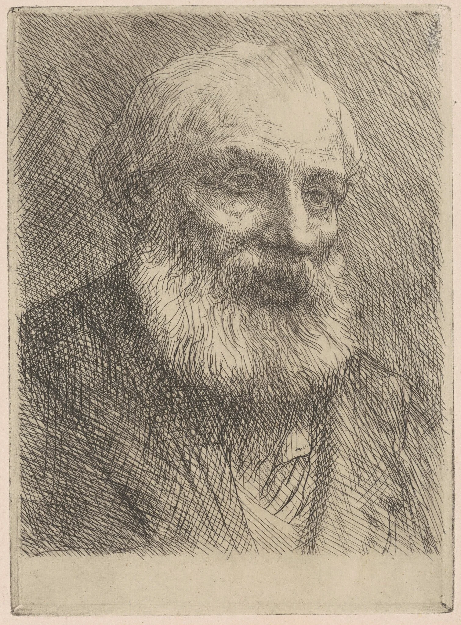 Head of an Old Man (Tête de vieillard), by Alphonse Legros, ink, 1888