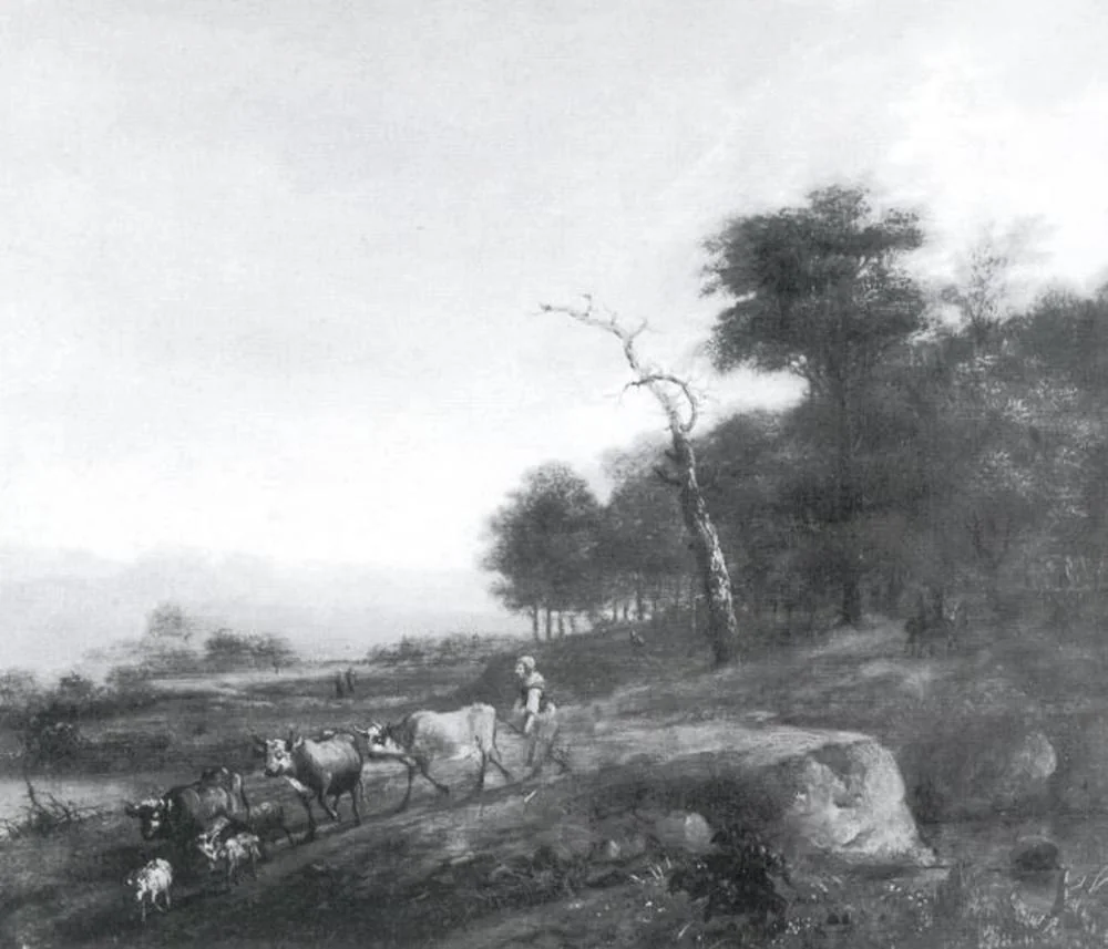 Summer Landscape with Cattle, by Unknown, oil, 1649