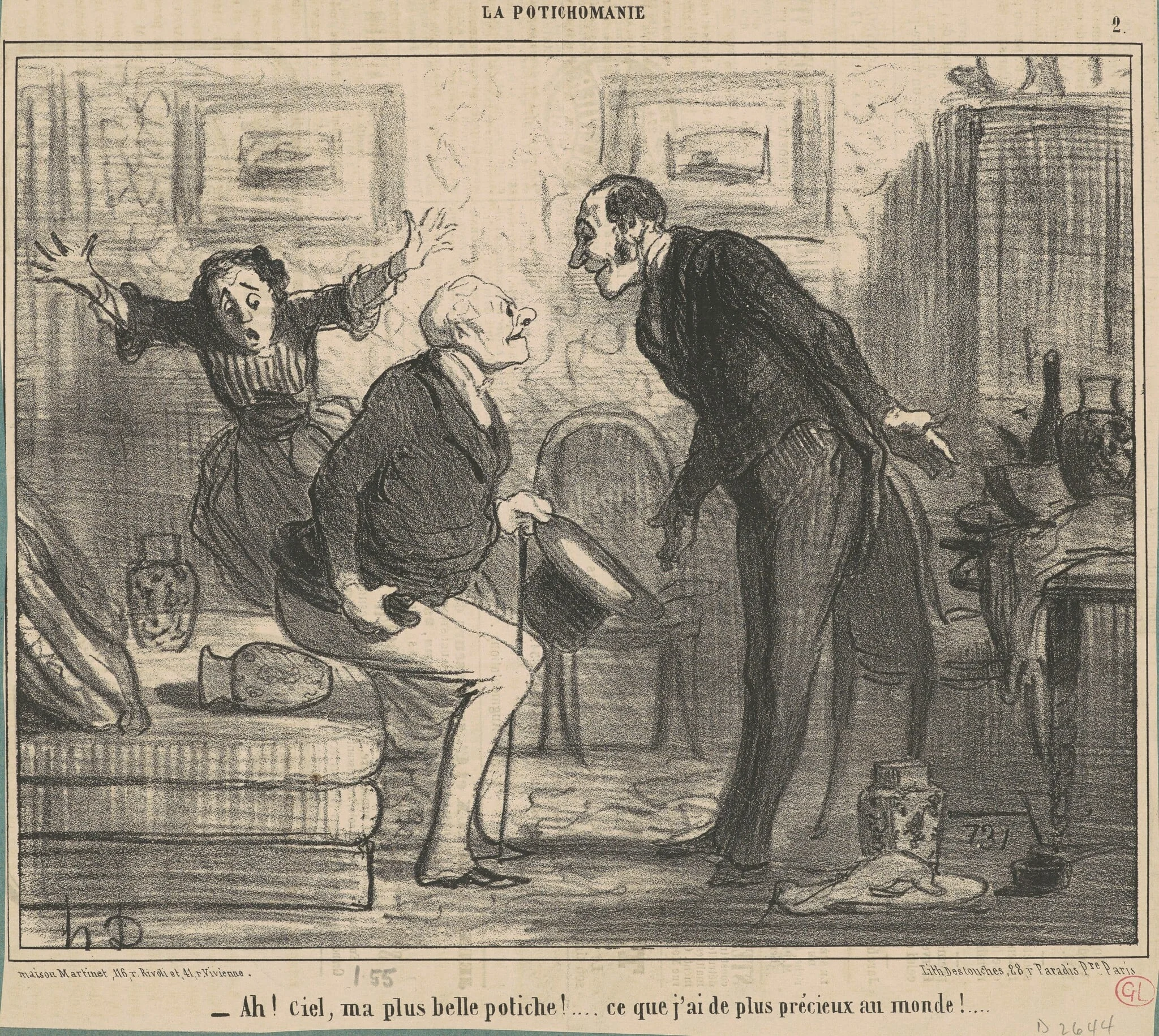 Ah! Ciel, ma plus belle potiche! ..., by Honoré Daumier, ink, 1855