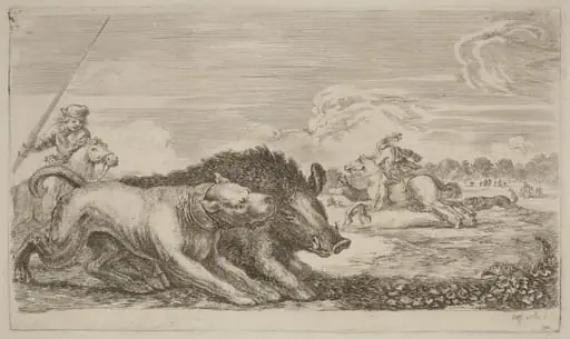 Boar Chased by a Dog