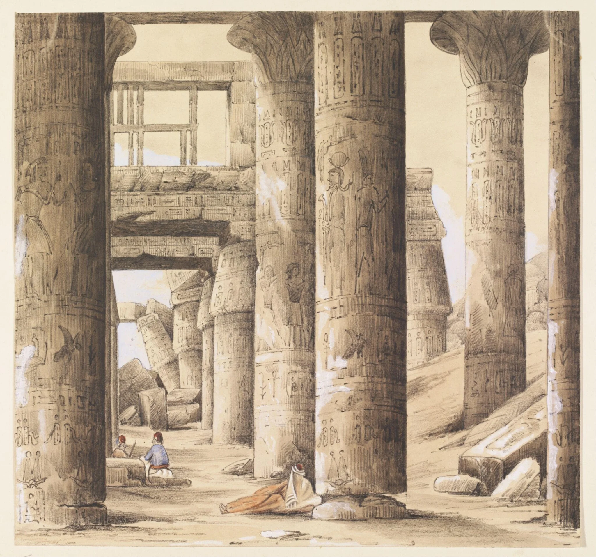 Interior of the Temple of Karnak, Thebes Upper Egypt.