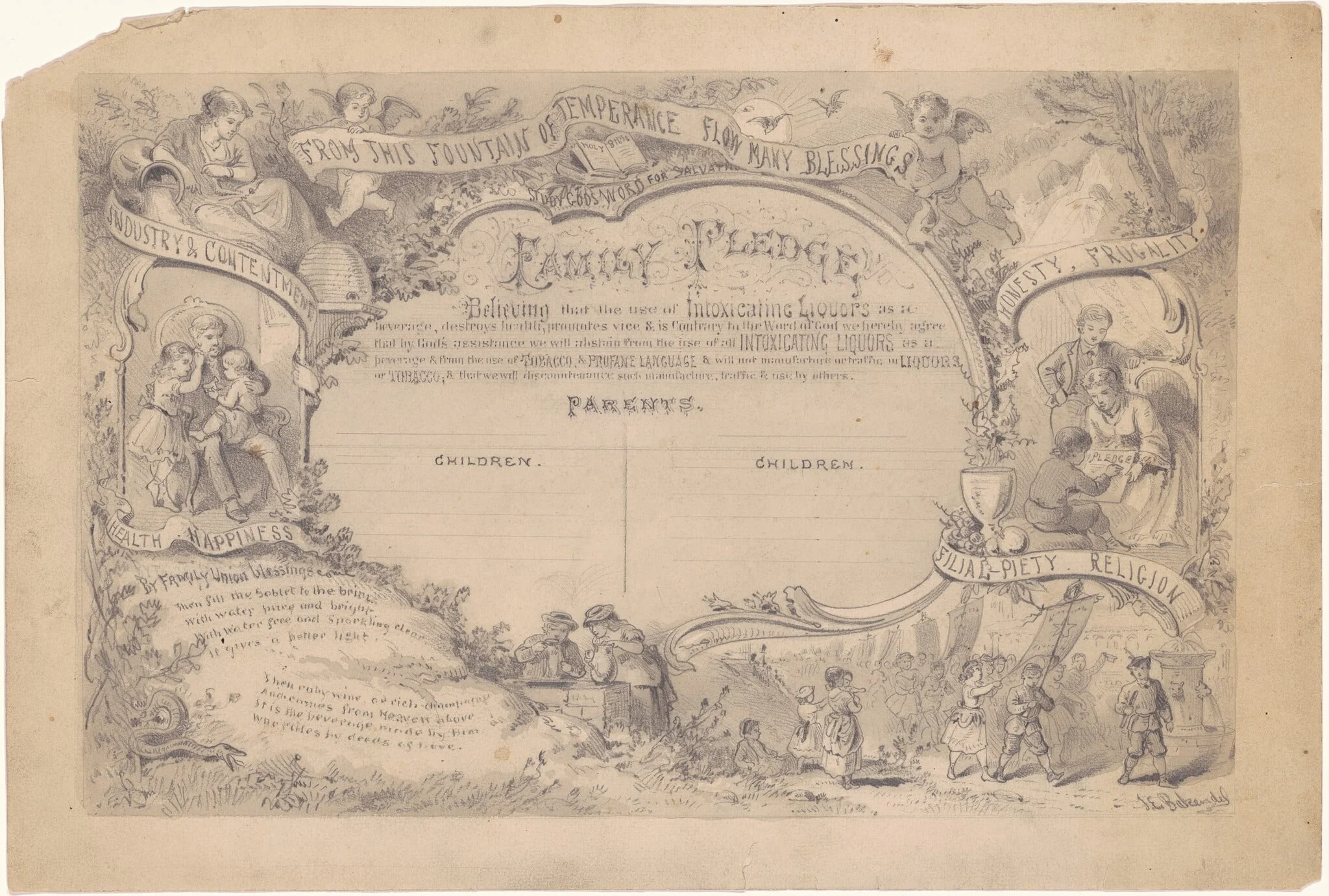 Family Pledge, by Joseph E. Baker, graphite, 1801