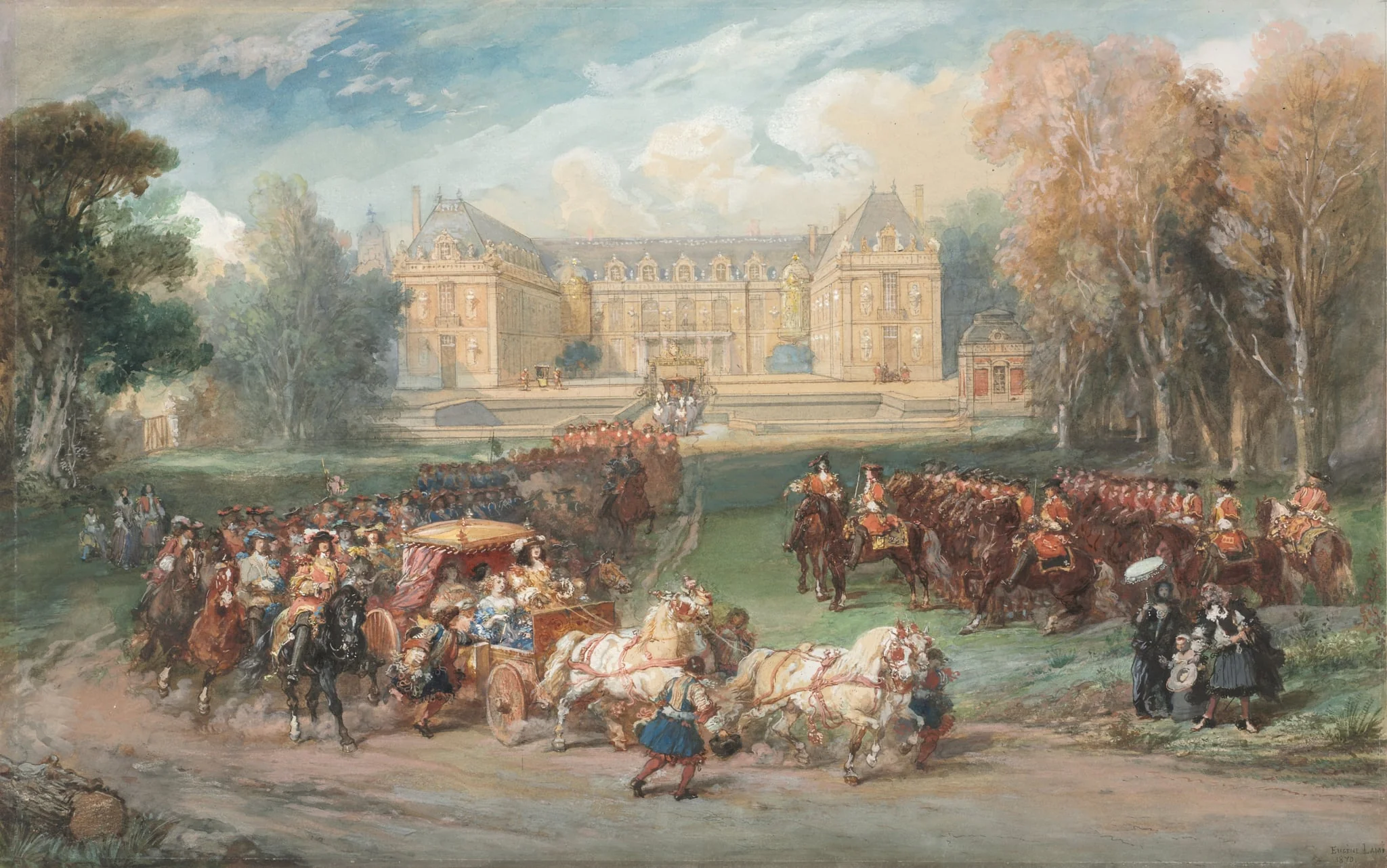 Louis XIV Driving his Coach in the Park of Versailles, by Eugène Lami, 1870