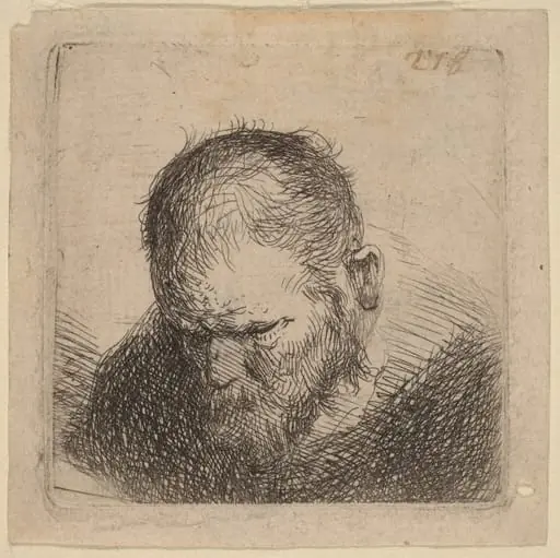 Bearded Man Looking Down