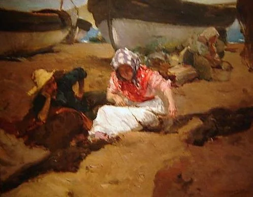 Composing the Network, by Joaquín Sorolla, oil, 1902