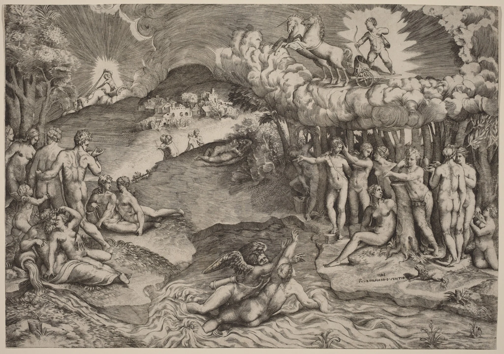 The Triumph of Love, by Giulio Bonasone, ink, 1545