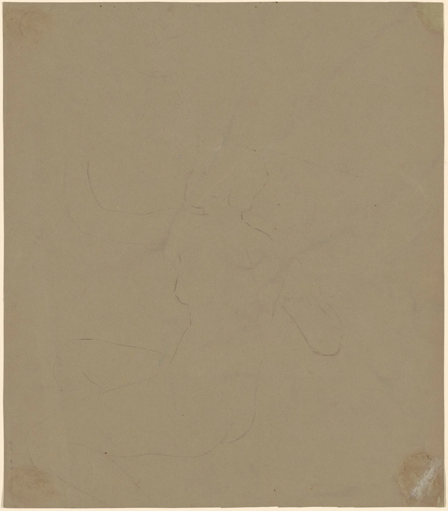 Study of a Female Nude, by Elihu Vedder, charcoal, 1892