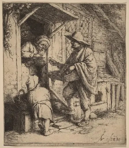 Street Vendor Selling Spectacles at the Door