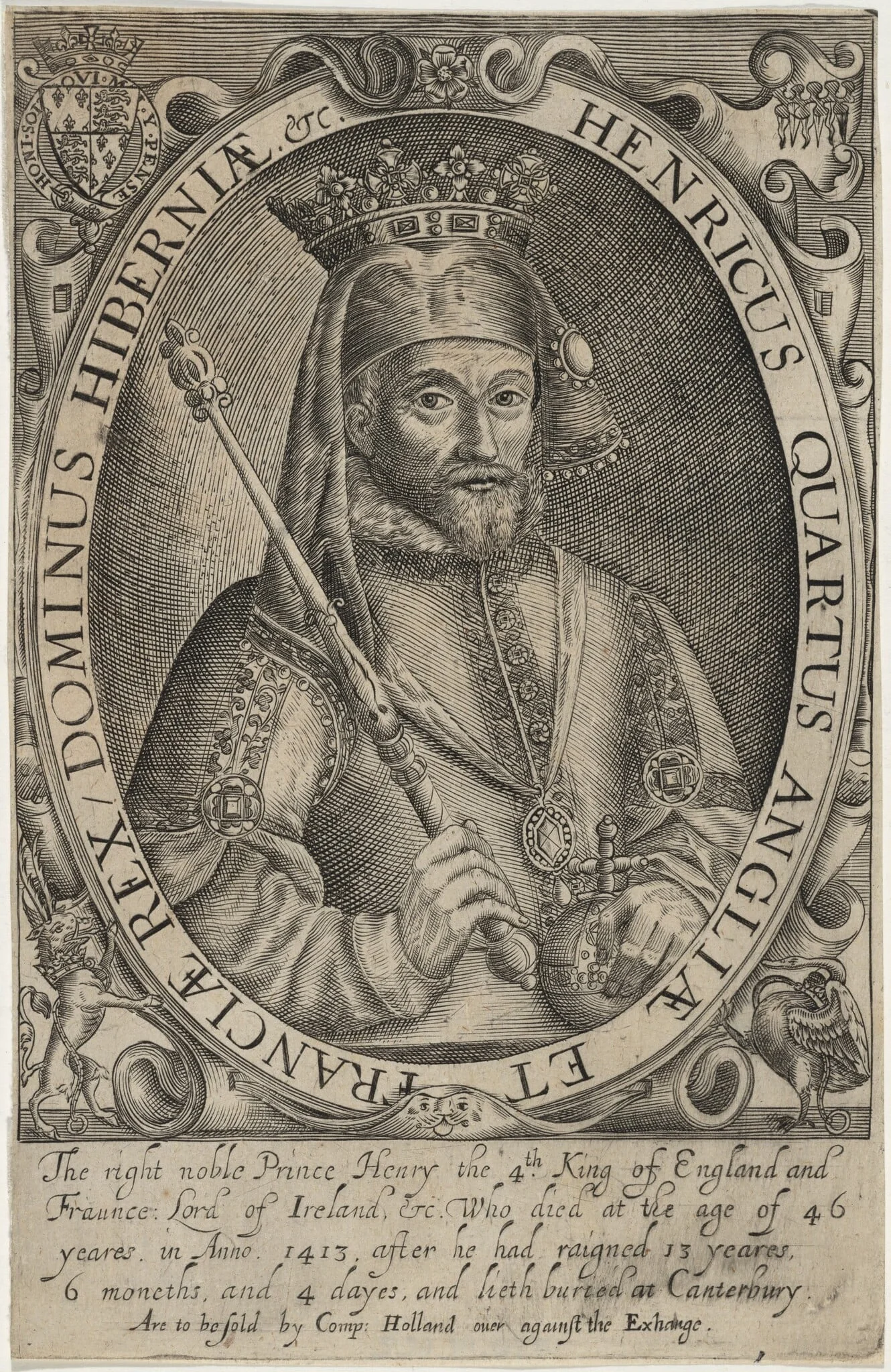 Henry IV of England, by Renold Elstrack, ink, 1598