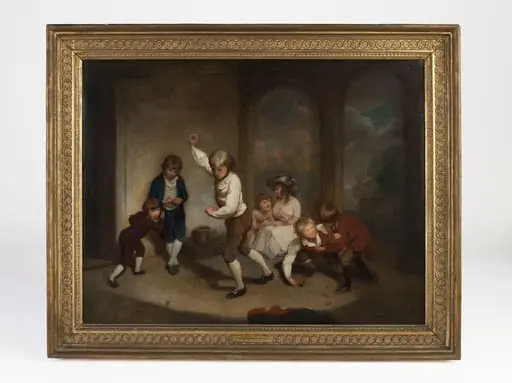 Boys Playing at Peg-top